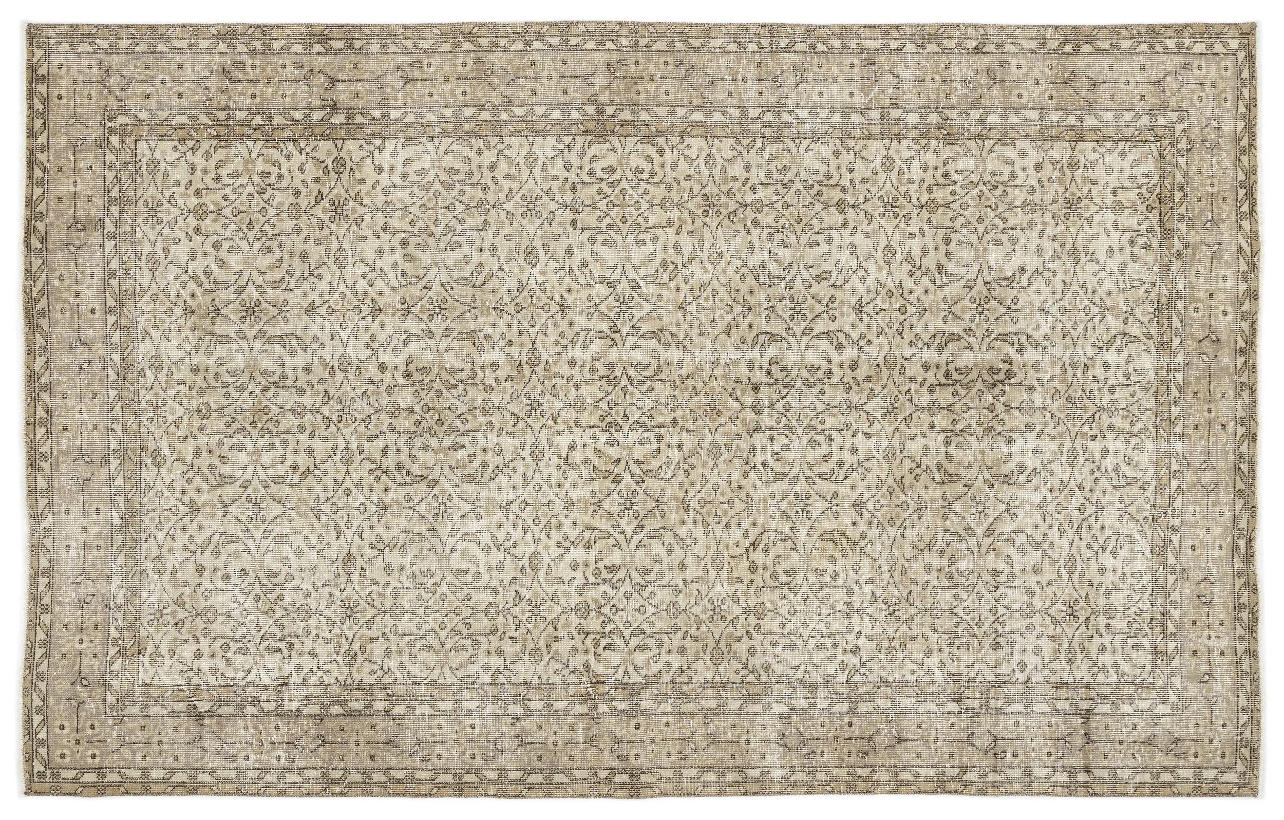 Retro Design Beige Over Dyed Vintage Rug 5'8'' x 9'1'' ft 173 x 277 cm