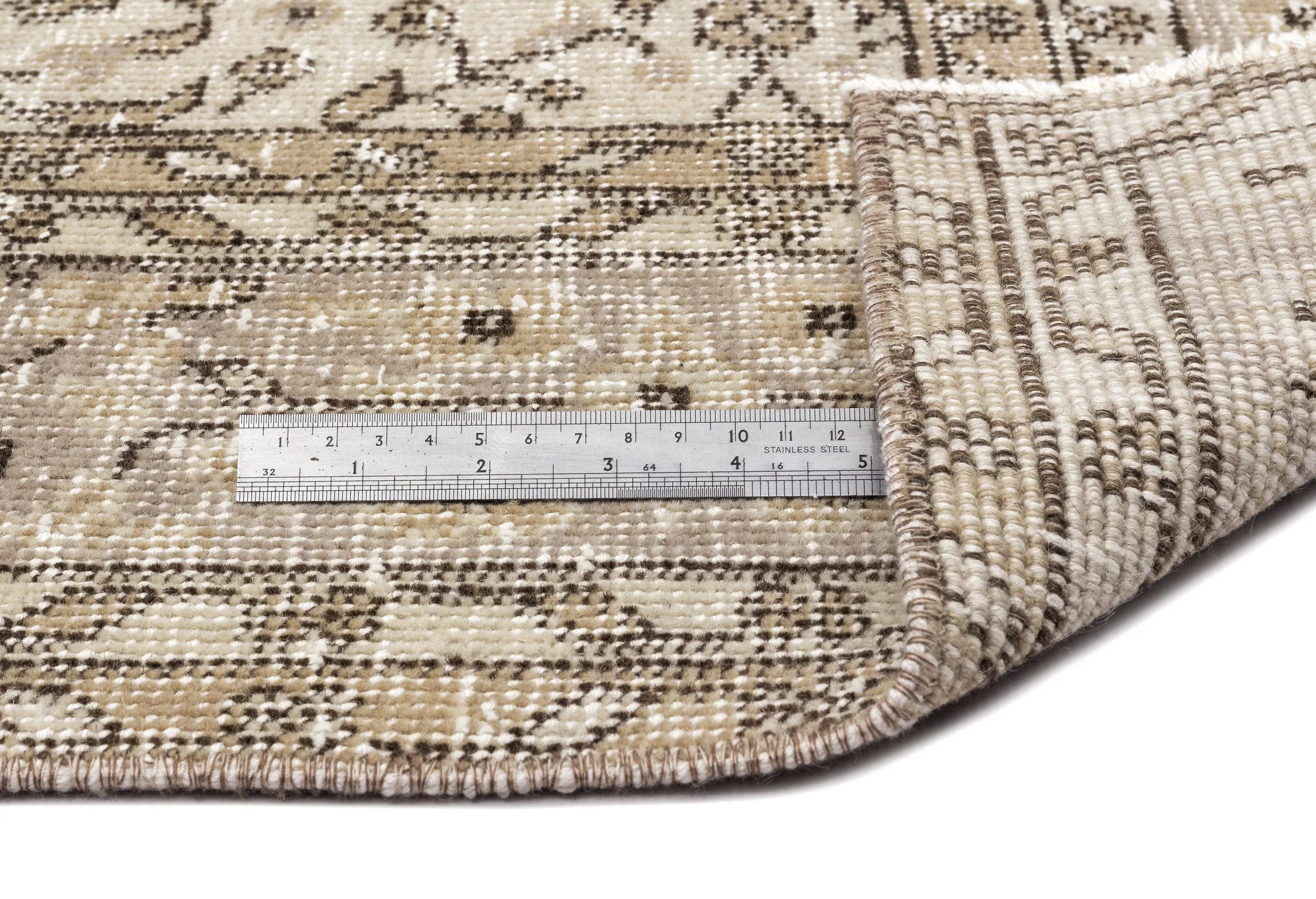 Retro Design Beige Over Dyed Vintage Rug 5'8'' x 9'1'' ft 173 x 277 cm