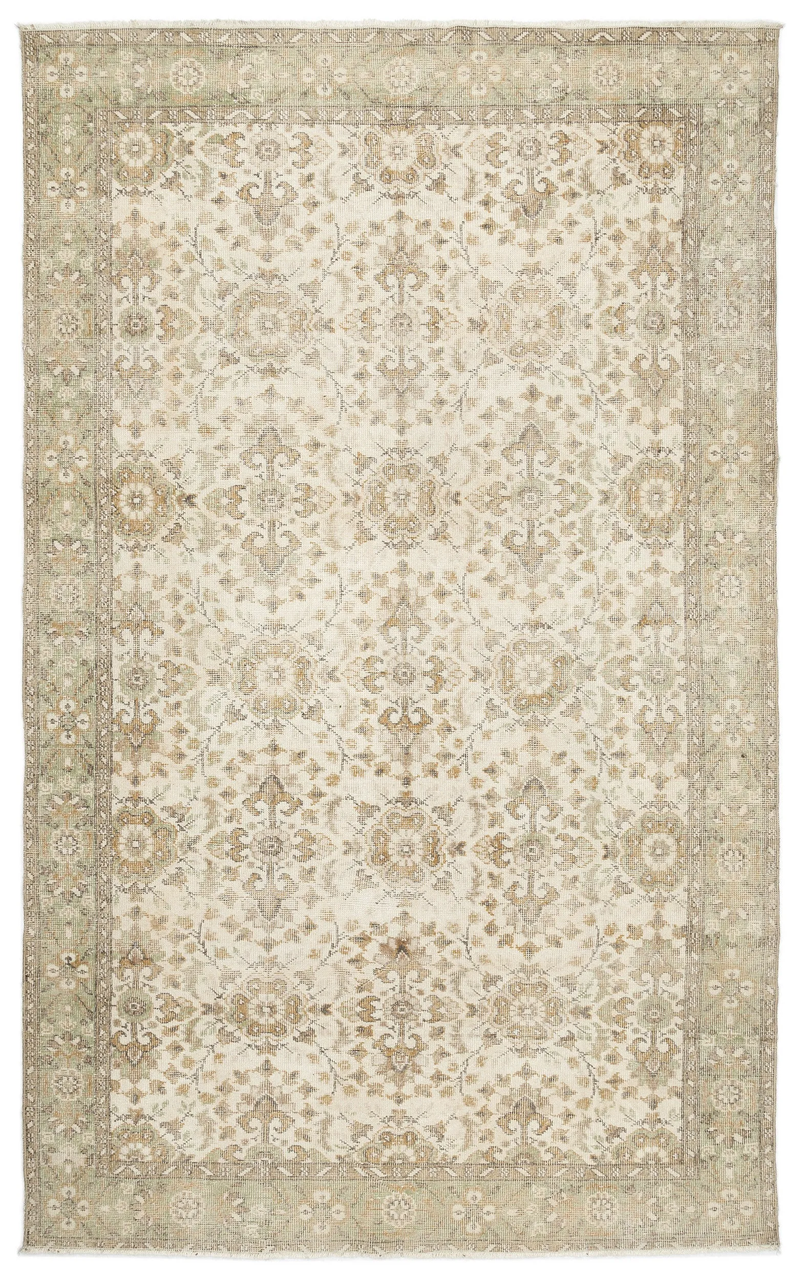 Retro Design Beige Over Dyed Vintage Rug 6'1'' x 10'0'' ft 186 x 305 cm