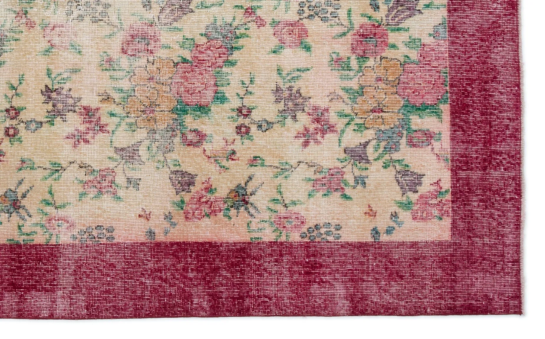 Retro Design Floral Over Dyed Vintage Rug 5'4'' x 8'7'' ft 163 x 261 cm