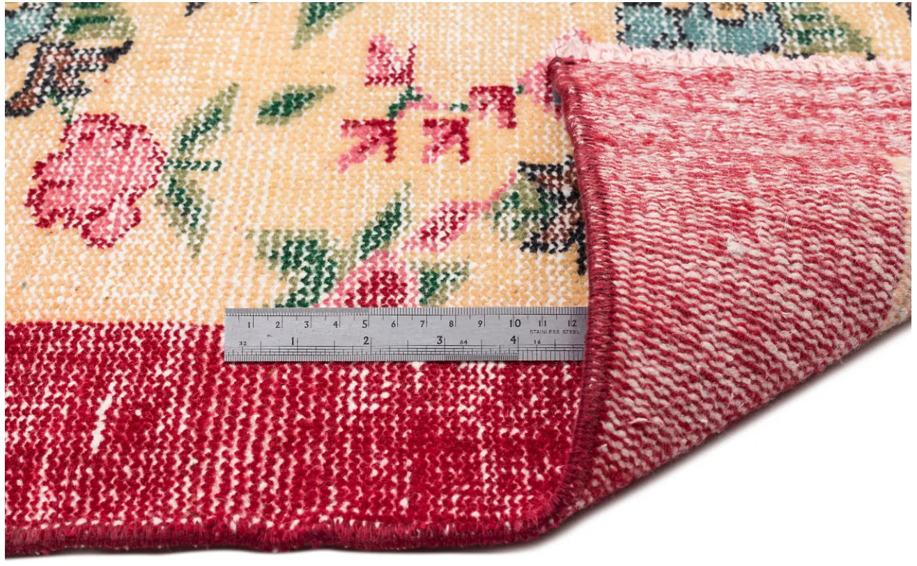 Retro Design Floral Over Dyed Vintage Rug 5'6'' x 8'10'' ft 168 x 269 cm