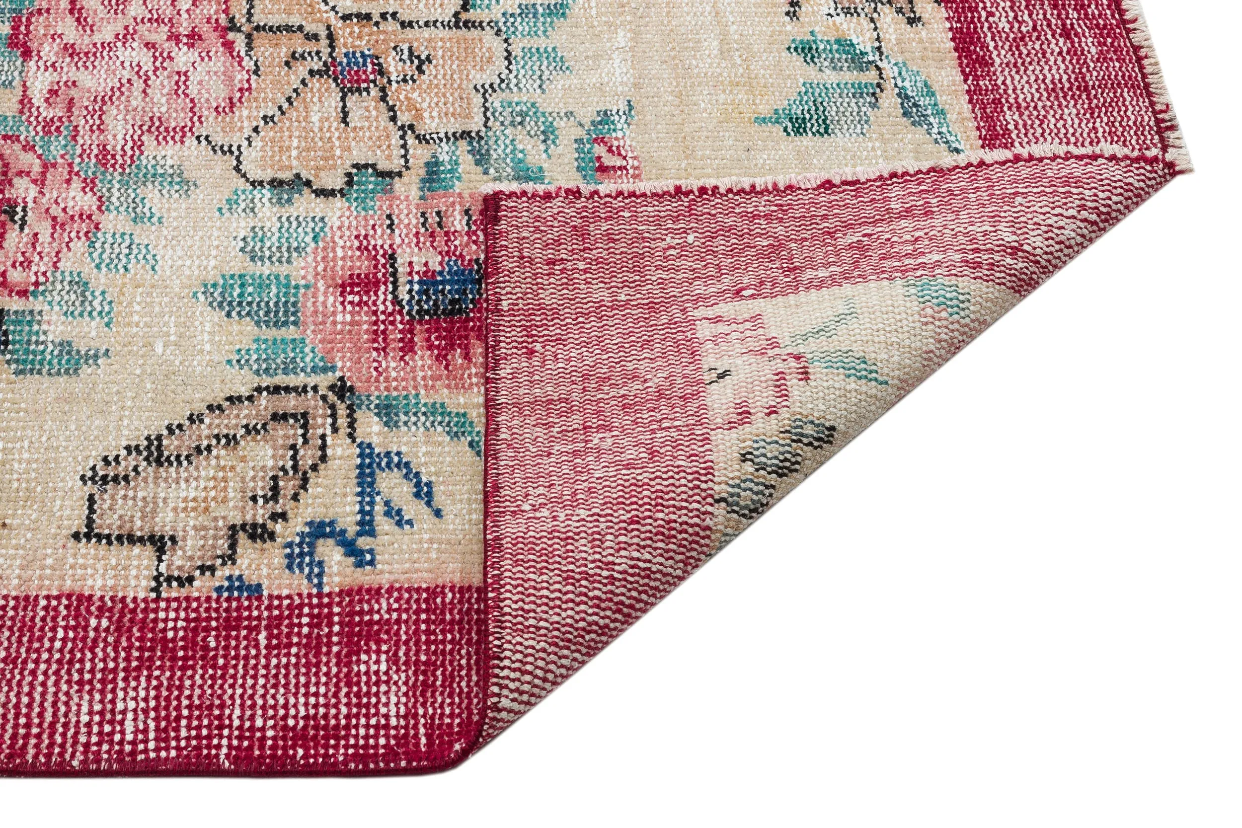 Retro Design Floral Over Dyed Vintage Rug 6'0'' x 9'1'' ft 184 x 278 cm
