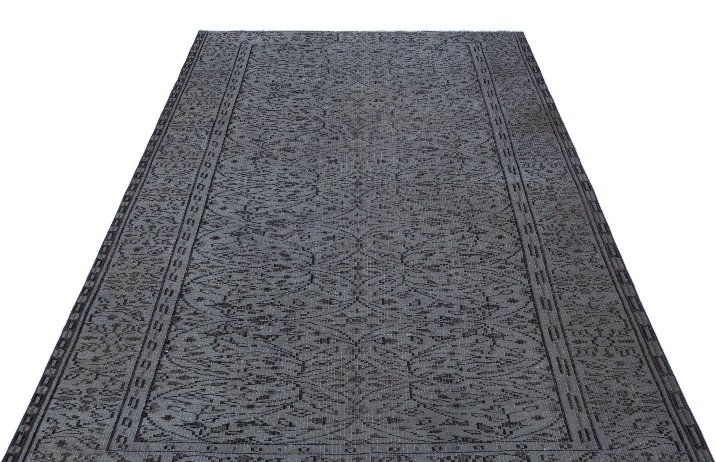 Retro Design Gray Over Dyed Vintage Rug 5'3'' x 8'2'' ft 161 x 248 cm