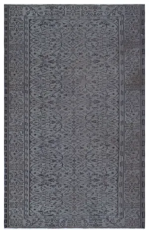 Retro Design Gray Over Dyed Vintage Rug 5'3'' x 8'2'' ft 161 x 248 cm
