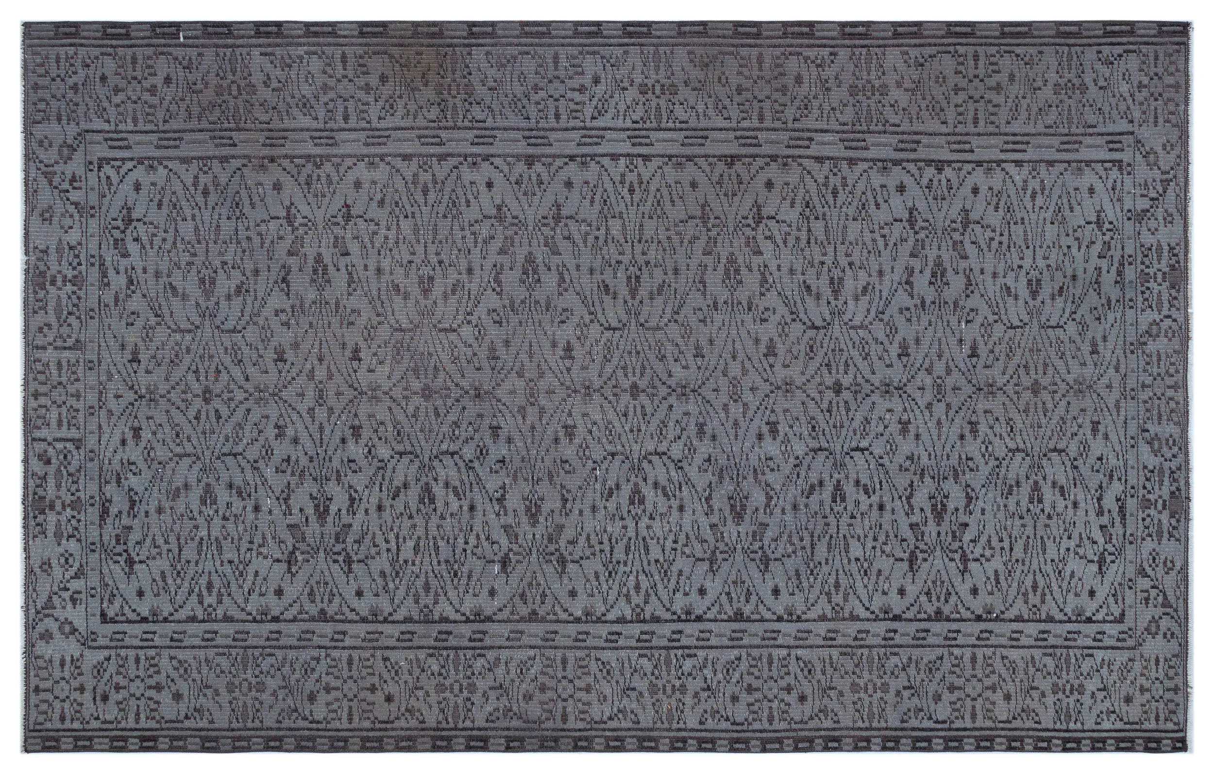 Retro Design Gray Over Dyed Vintage Rug 5'3'' x 8'2'' ft 161 x 248 cm