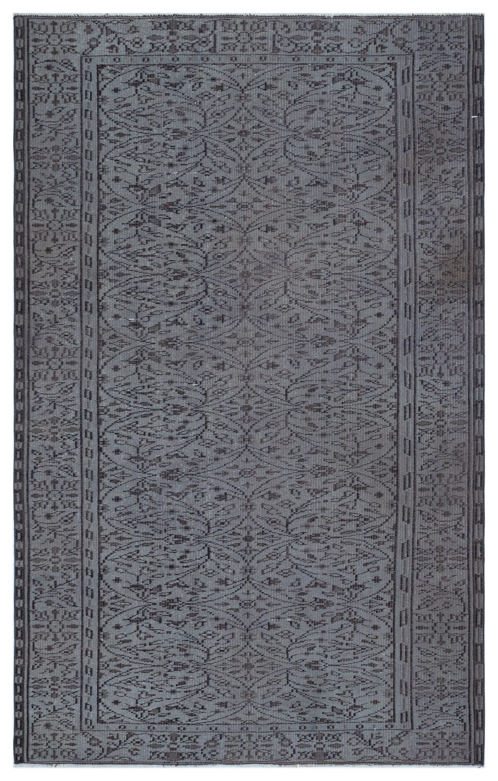 Retro Design Gray Over Dyed Vintage Rug 5'3'' x 8'2'' ft 161 x 248 cm