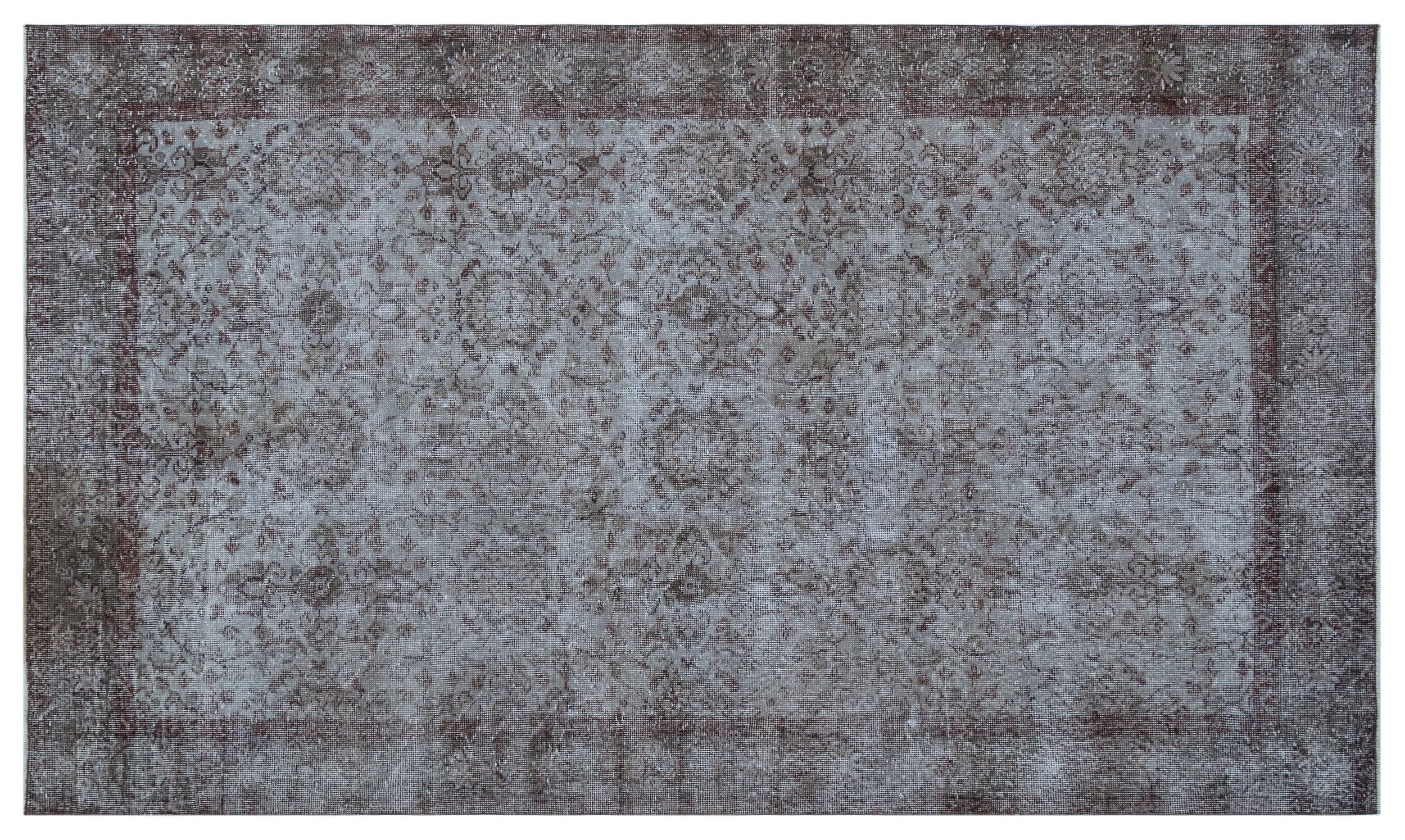 Retro Design Gray Over Dyed Vintage Rug 5'3'' x 9'2'' ft 161 x 279 cm