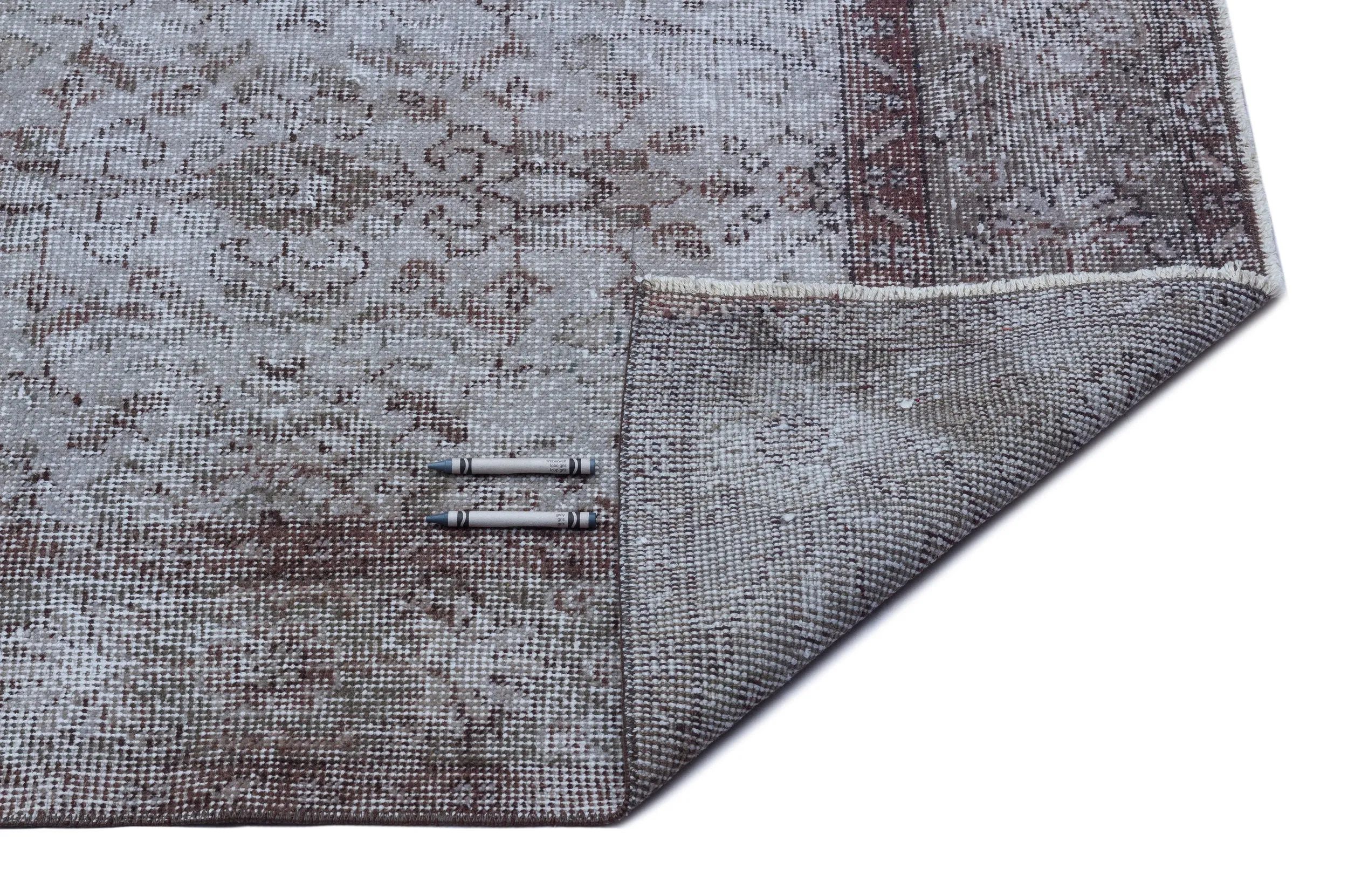 Retro Design Gray Over Dyed Vintage Rug 5'3'' x 9'2'' ft 161 x 279 cm