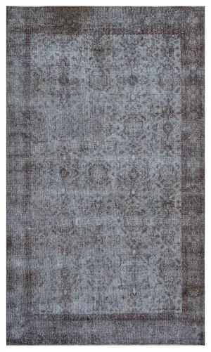 Retro Design Gray Over Dyed Vintage Rug 5'3'' x 9'2'' ft 161 x 279 cm