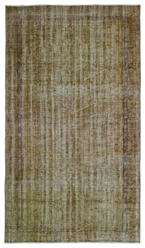 Retro Design Green Over Dyed Vintage Rug 5'4'' x 9'3'' ft 162 x 282 cm