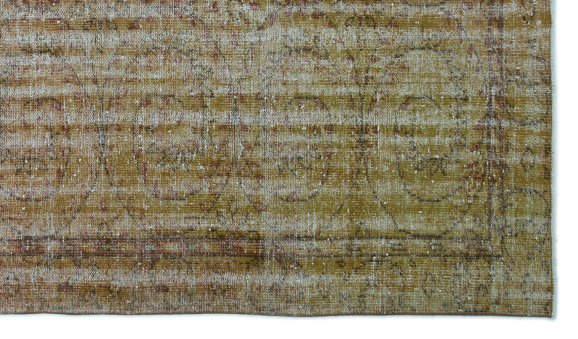 Retro Design Green Over Dyed Vintage Rug 5'4'' x 9'3'' ft 162 x 282 cm