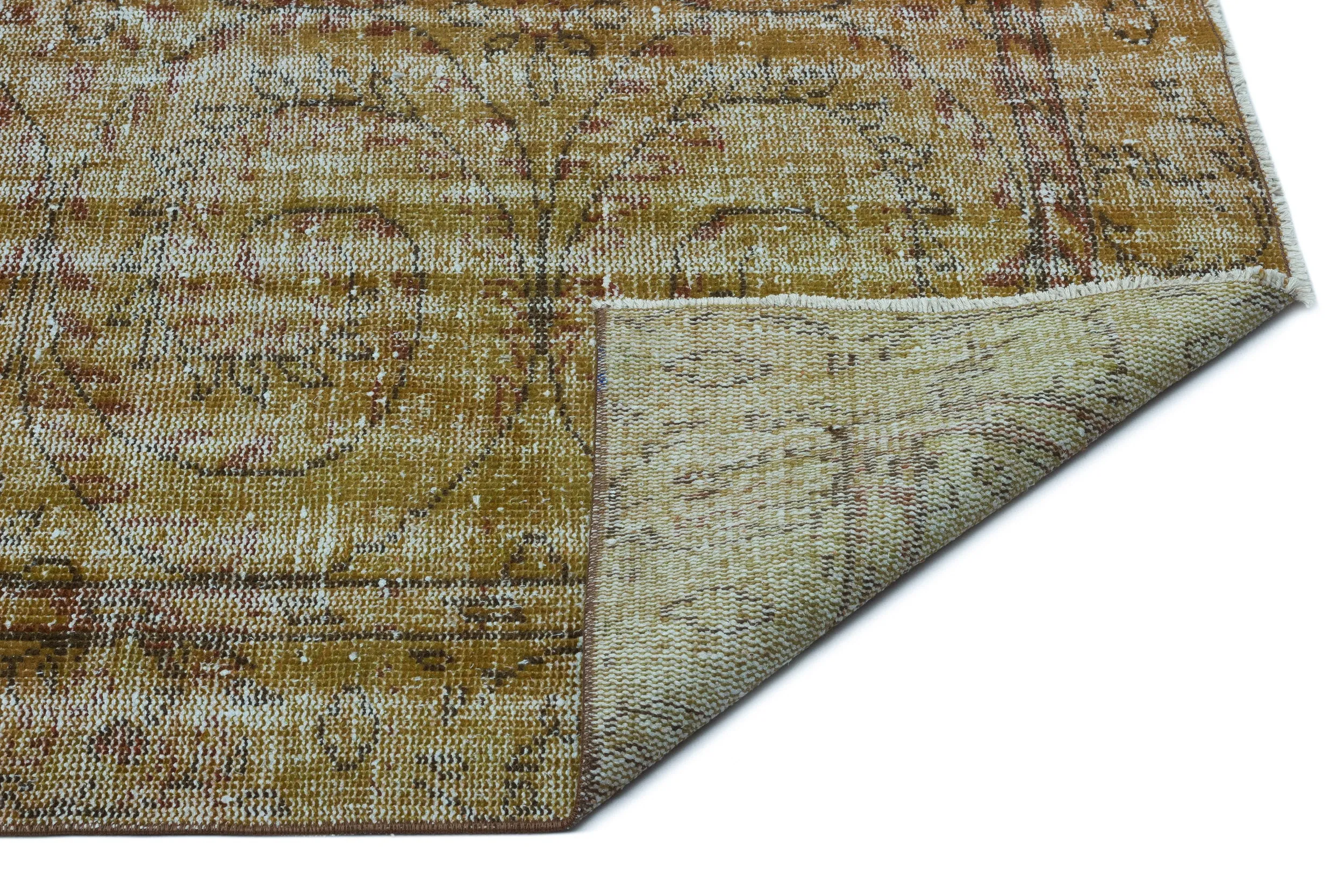Retro Design Green Over Dyed Vintage Rug 5'4'' x 9'3'' ft 162 x 282 cm