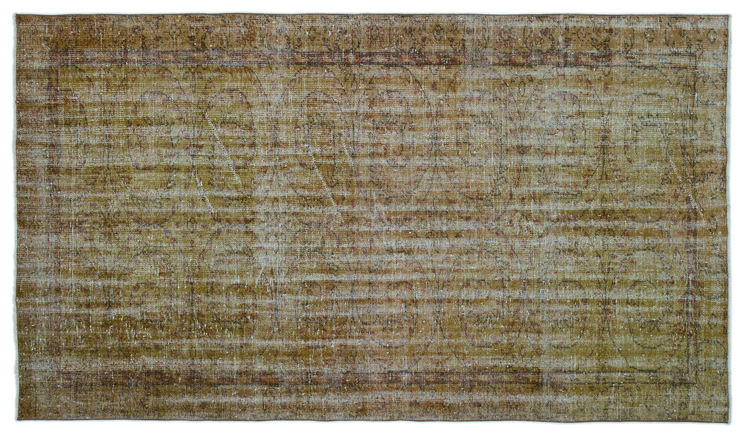 Retro Design Green Over Dyed Vintage Rug 5'4'' x 9'3'' ft 162 x 282 cm
