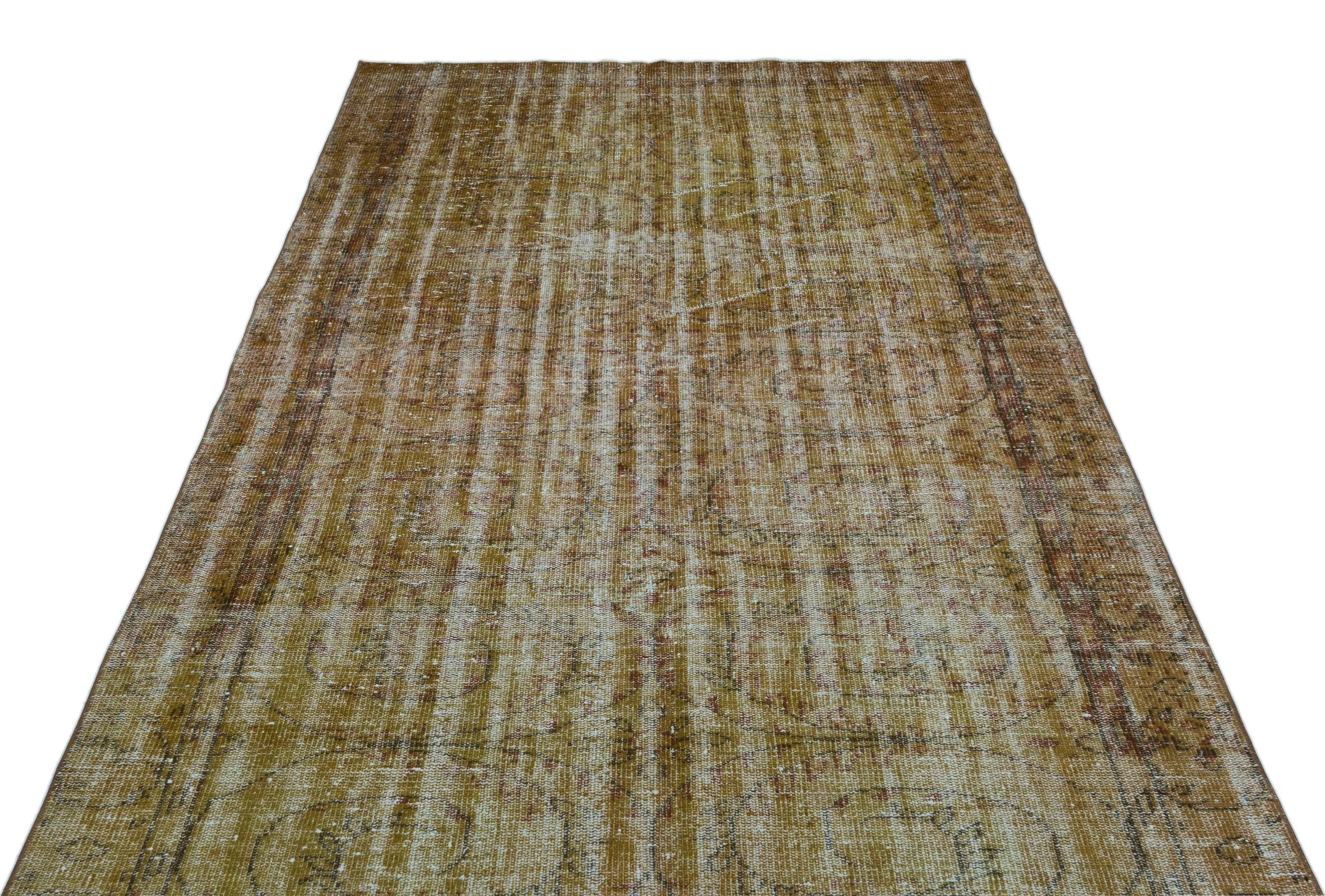 Retro Design Green Over Dyed Vintage Rug 5'4'' x 9'3'' ft 162 x 282 cm