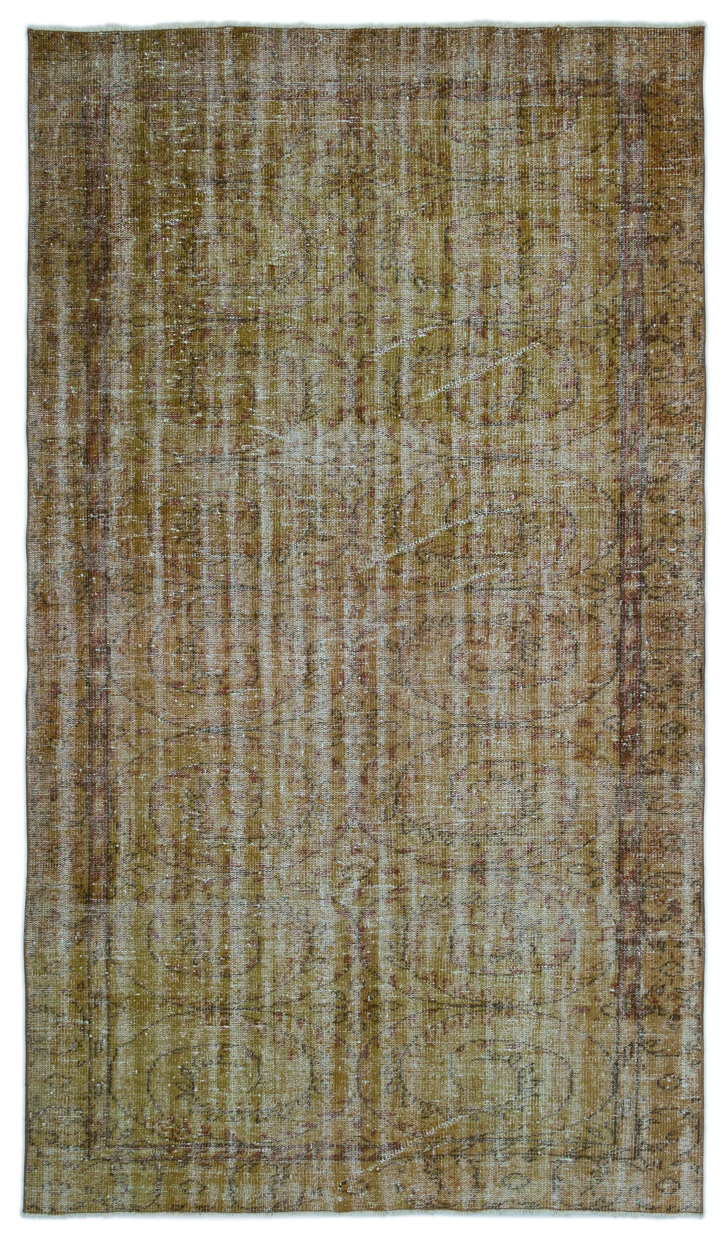 Retro Design Green Over Dyed Vintage Rug 5'4'' x 9'3'' ft 162 x 282 cm