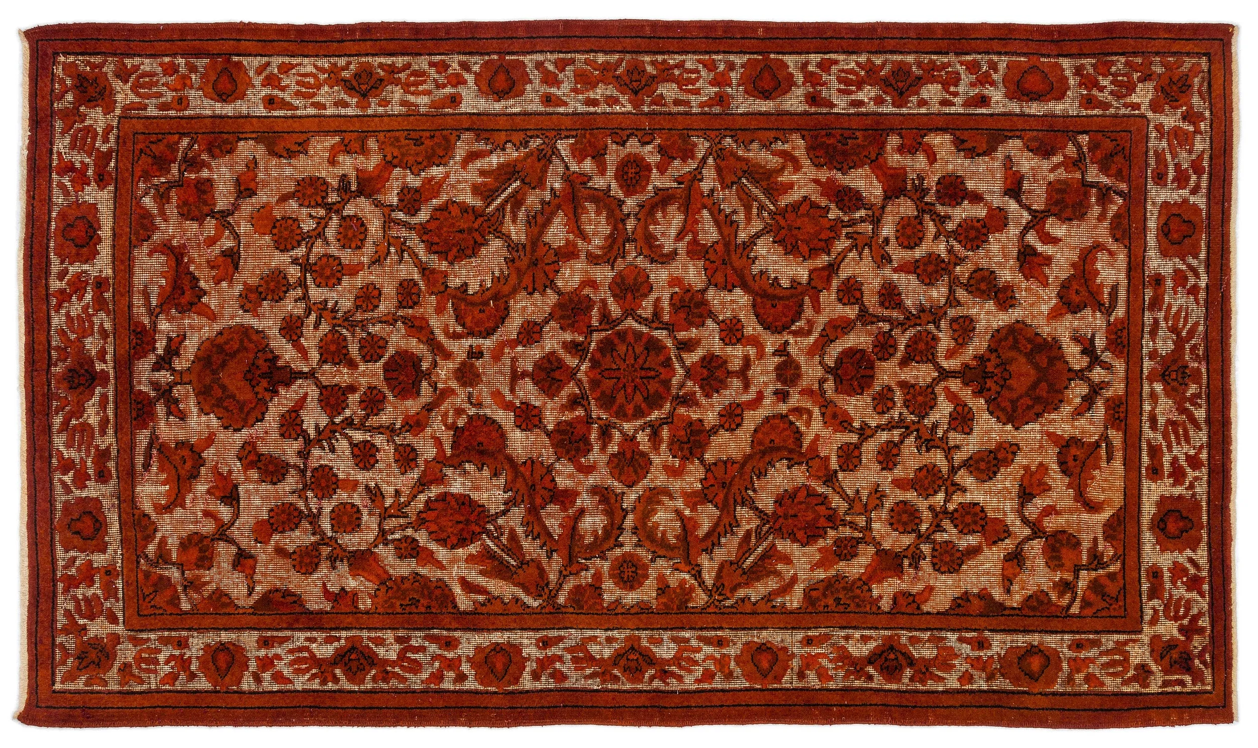 Retro Design Naturel Over Dyed Carved Rug 4'9'' x 8'2'' ft 145 x 248 cm