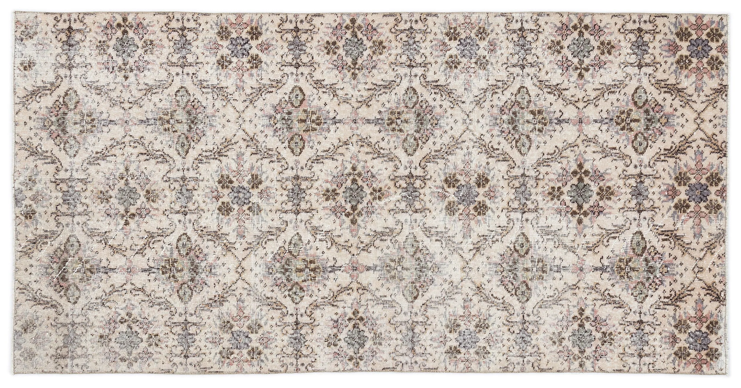 Retro Design Naturel Over Dyed Vintage Rug 3'9'' x 7'3'' ft 114 x 221 cm