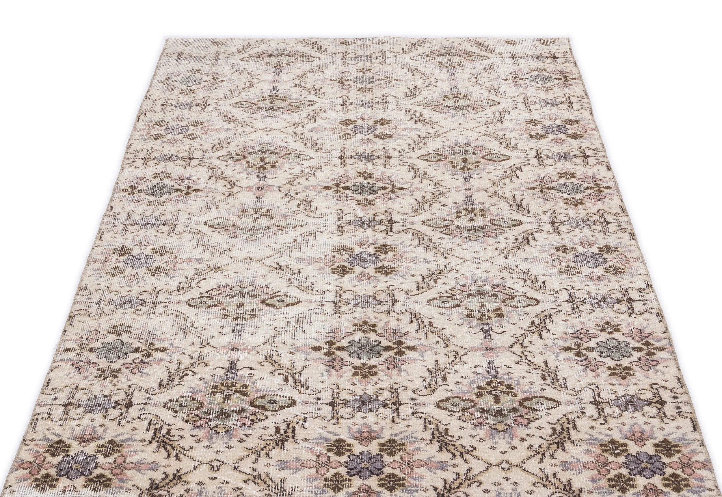 Retro Design Naturel Over Dyed Vintage Rug 3'9'' x 7'3'' ft 114 x 221 cm