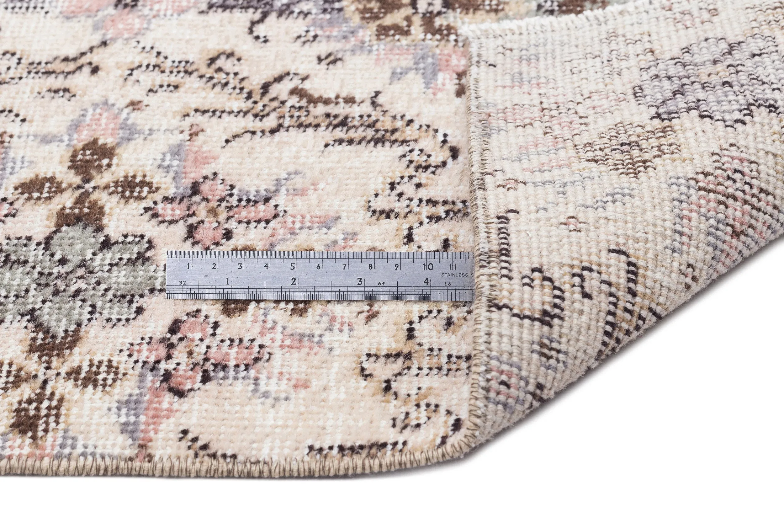Retro Design Naturel Over Dyed Vintage Rug 3'9'' x 7'3'' ft 114 x 221 cm