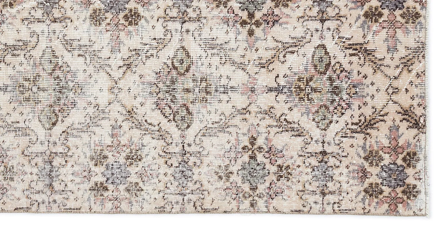 Retro Design Naturel Over Dyed Vintage Rug 3'9'' x 7'3'' ft 114 x 221 cm