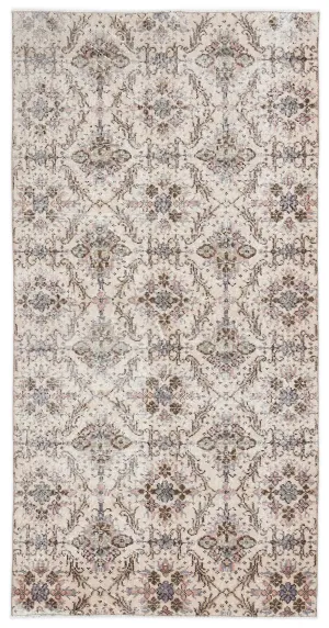 Retro Design Naturel Over Dyed Vintage Rug 3'9'' x 7'3'' ft 114 x 221 cm