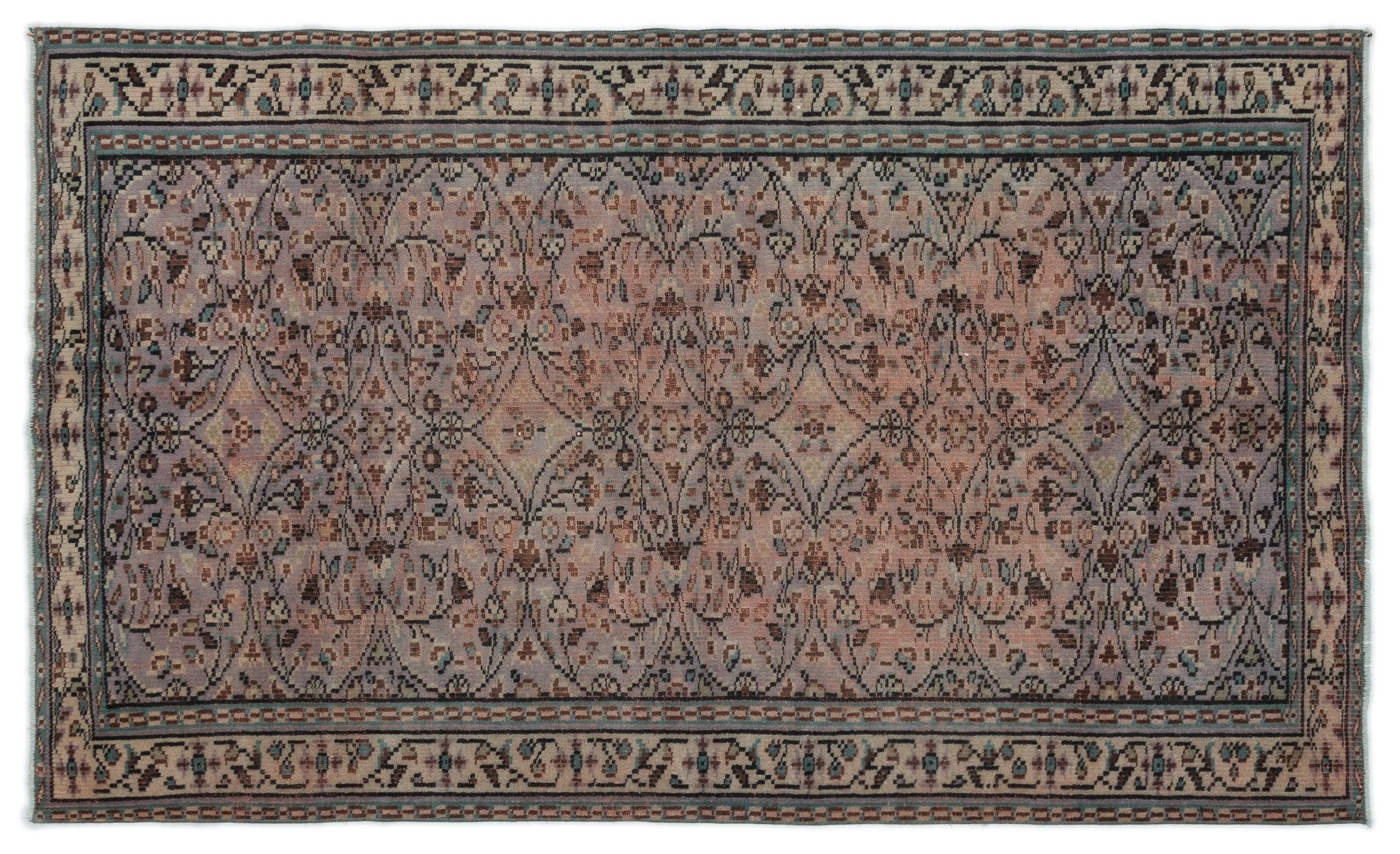 Retro Design Naturel Over Dyed Vintage Rug 4'8'' x 7'7'' ft 141 x 232 cm