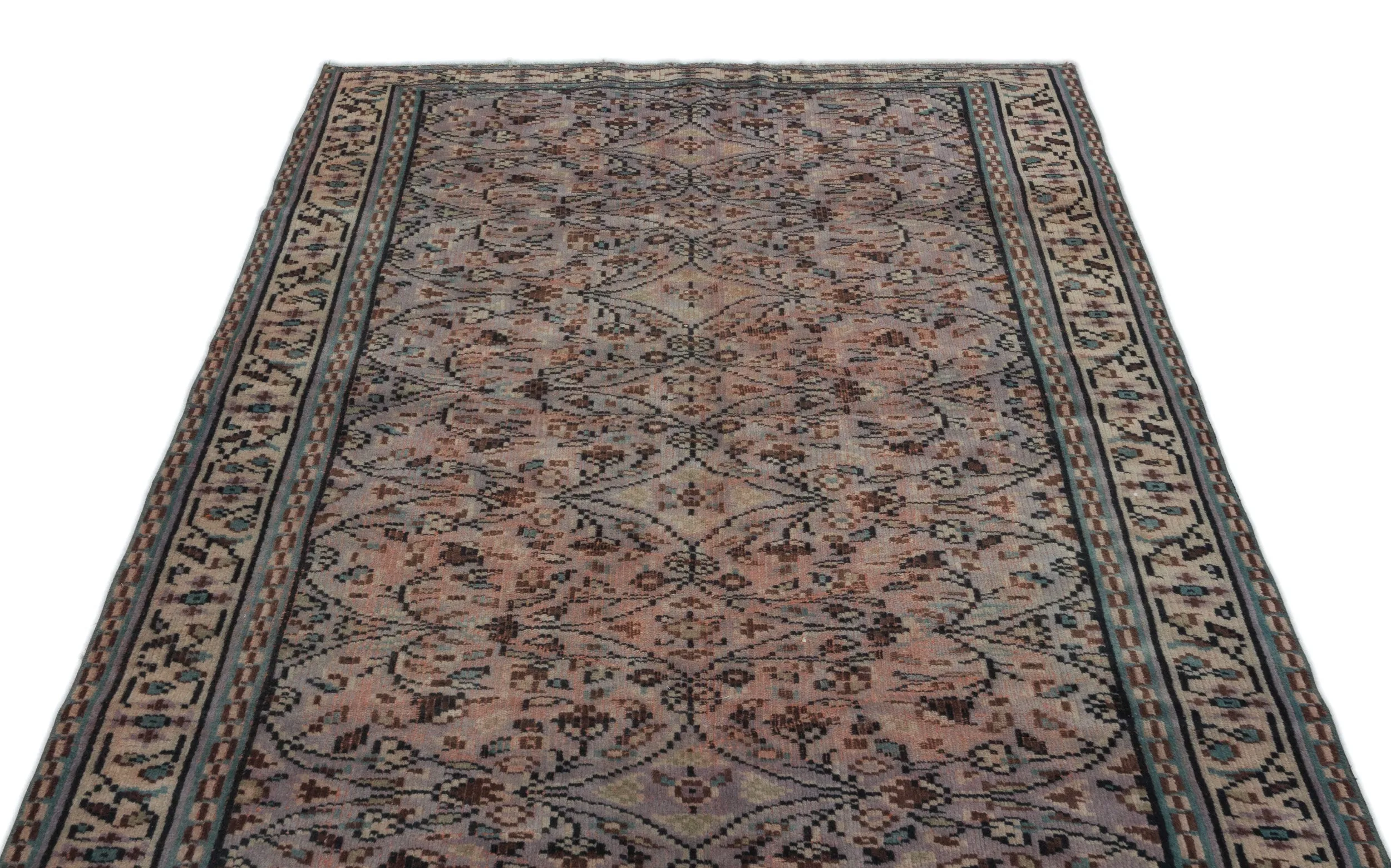 Retro Design Naturel Over Dyed Vintage Rug 4'8'' x 7'7'' ft 141 x 232 cm