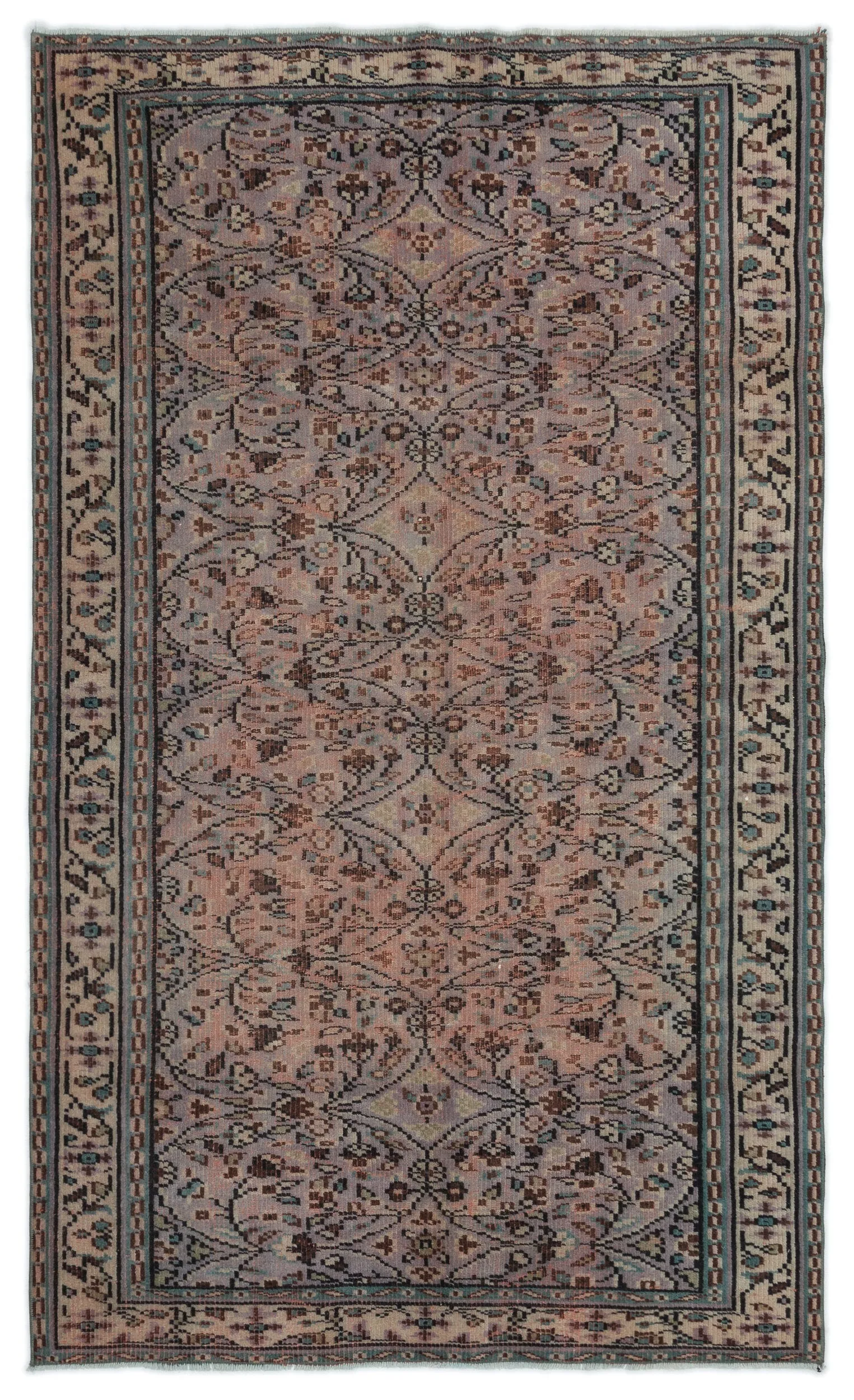 Retro Design Naturel Over Dyed Vintage Rug 4'8'' x 7'7'' ft 141 x 232 cm