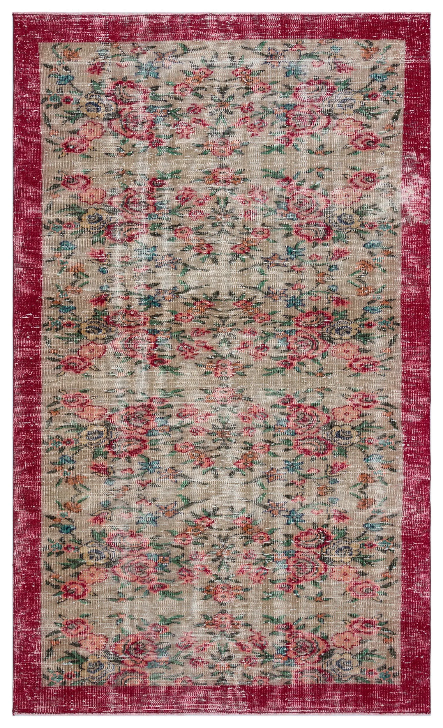 Retro Design Naturel Over Dyed Vintage Rug 5'1'' x 8'6'' ft 154 x 260 cm