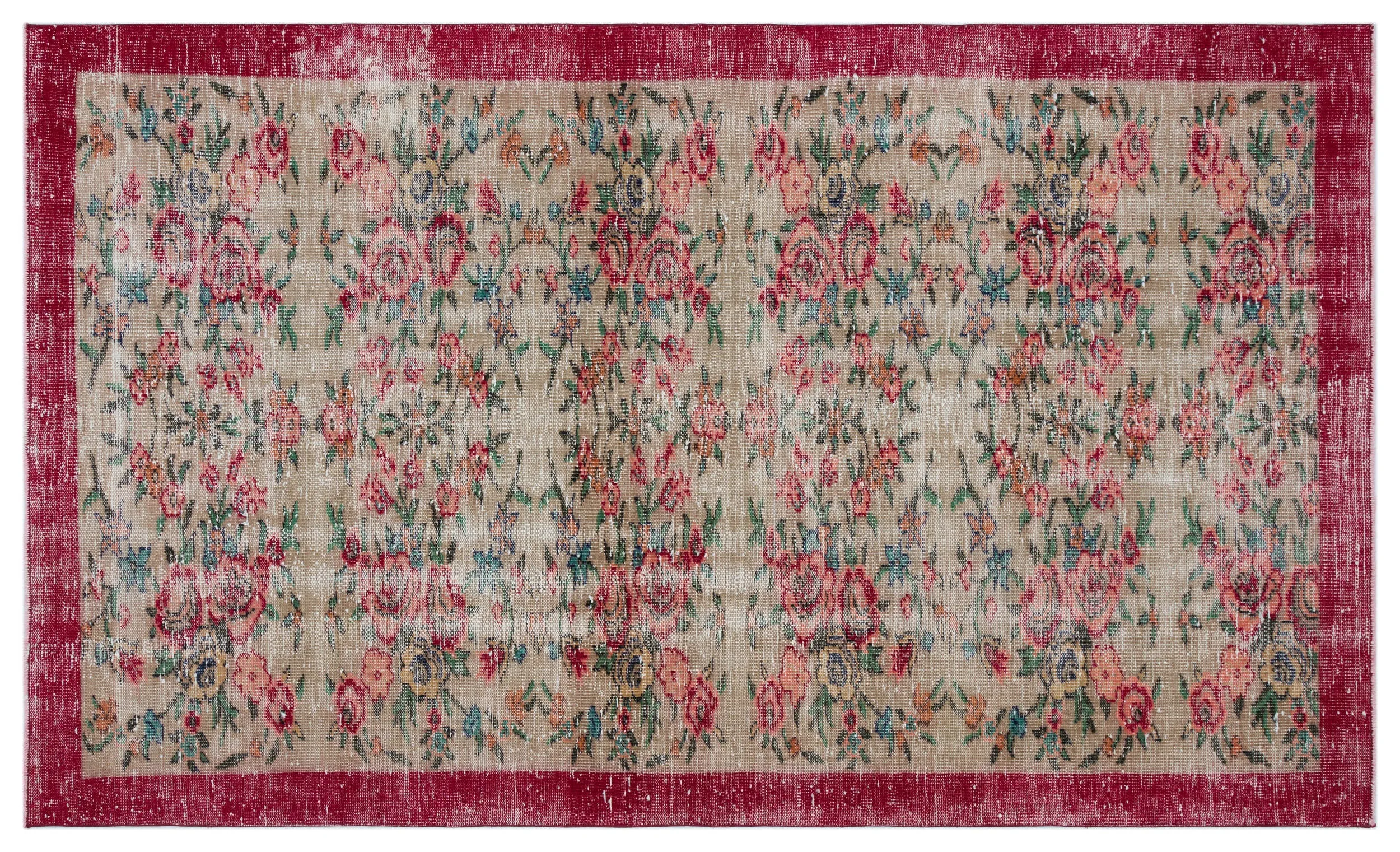 Retro Design Naturel Over Dyed Vintage Rug 5'1'' x 8'6'' ft 154 x 260 cm