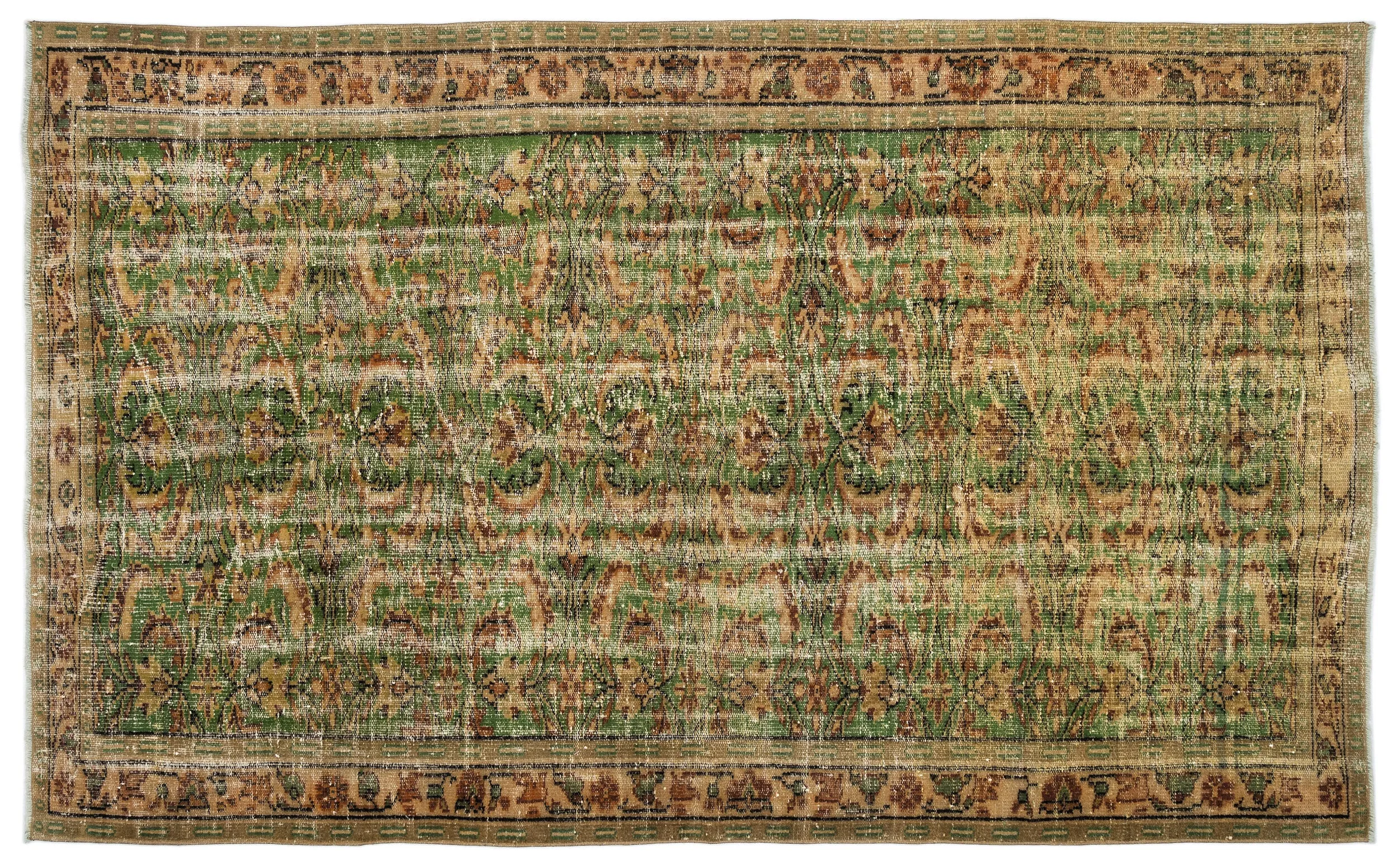 Retro Design Naturel Over Dyed Vintage Rug 5'10'' x 9'7'' ft 178 x 291 cm