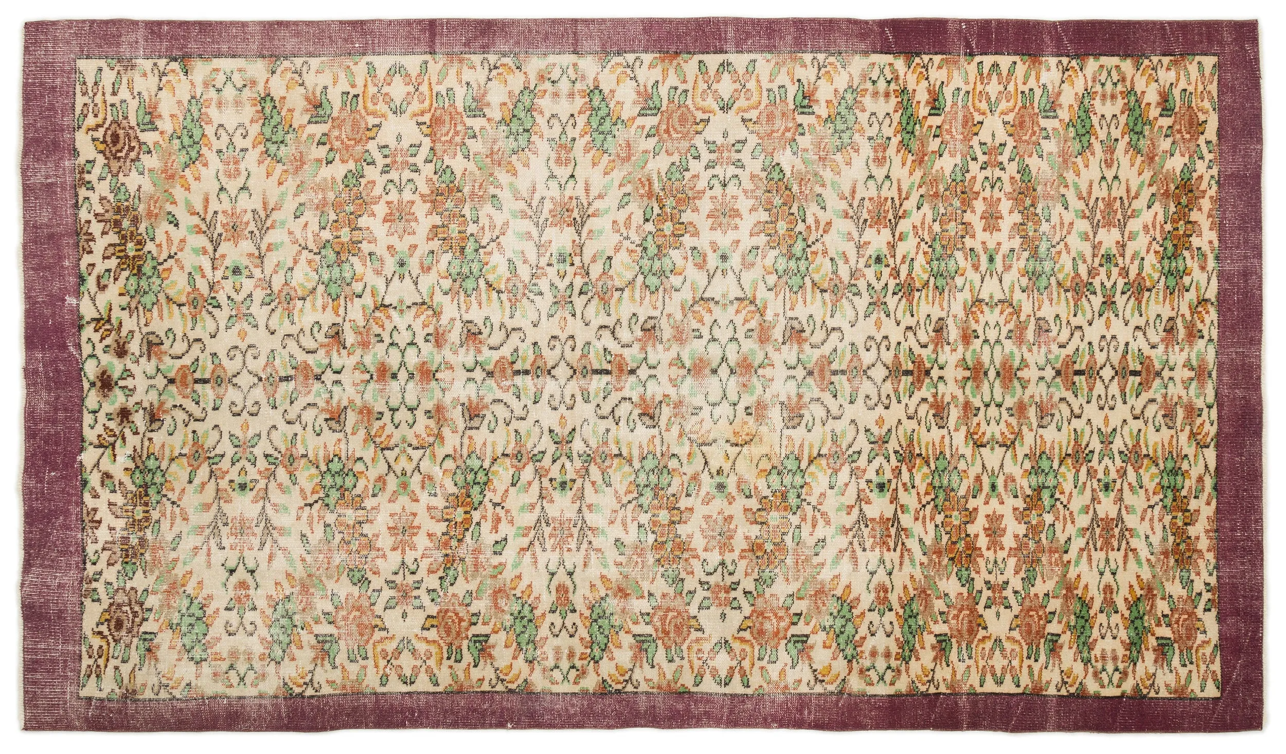 Retro Design Naturel Over Dyed Vintage Rug 5'11'' x 9'7'' ft 180 x 292 cm