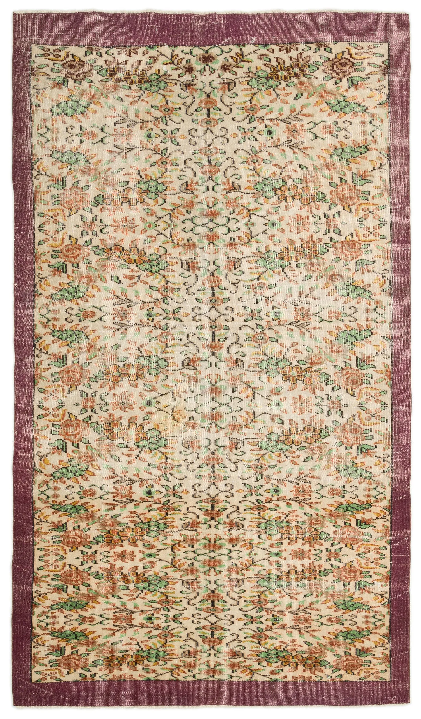 Retro Design Naturel Over Dyed Vintage Rug 5'11'' x 9'7'' ft 180 x 292 cm