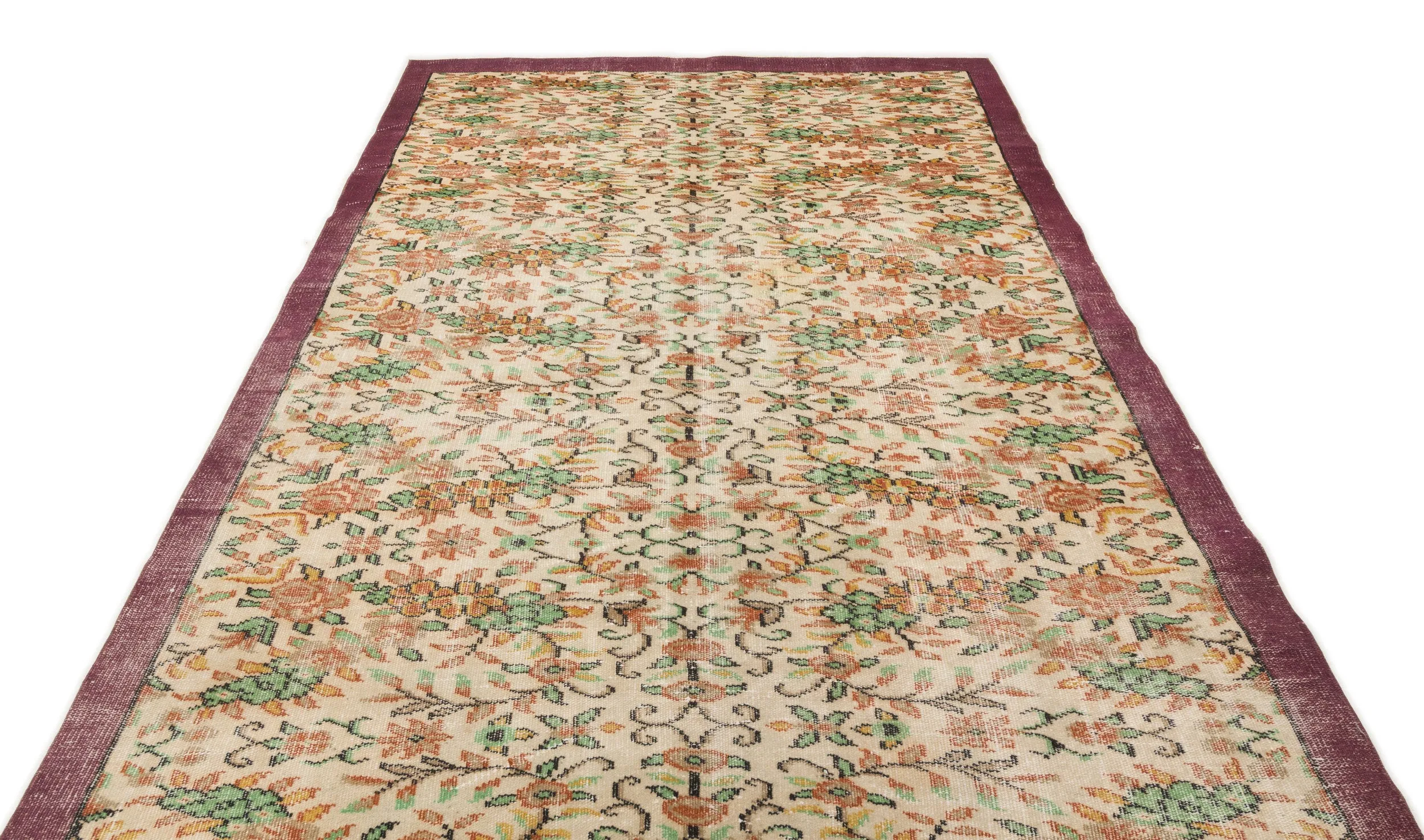 Retro Design Naturel Over Dyed Vintage Rug 5'11'' x 9'7'' ft 180 x 292 cm