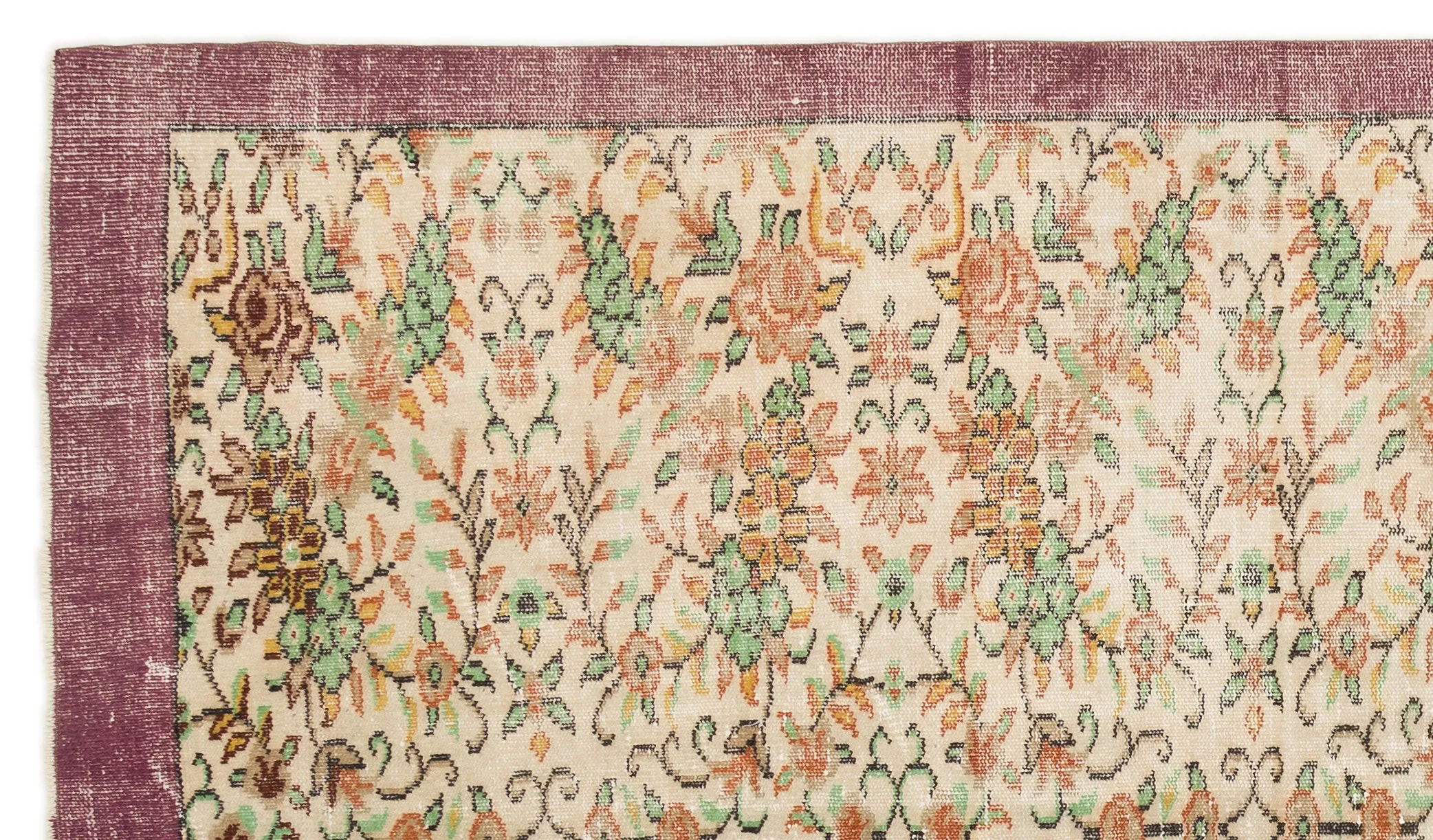Retro Design Naturel Over Dyed Vintage Rug 5'11'' x 9'7'' ft 180 x 292 cm