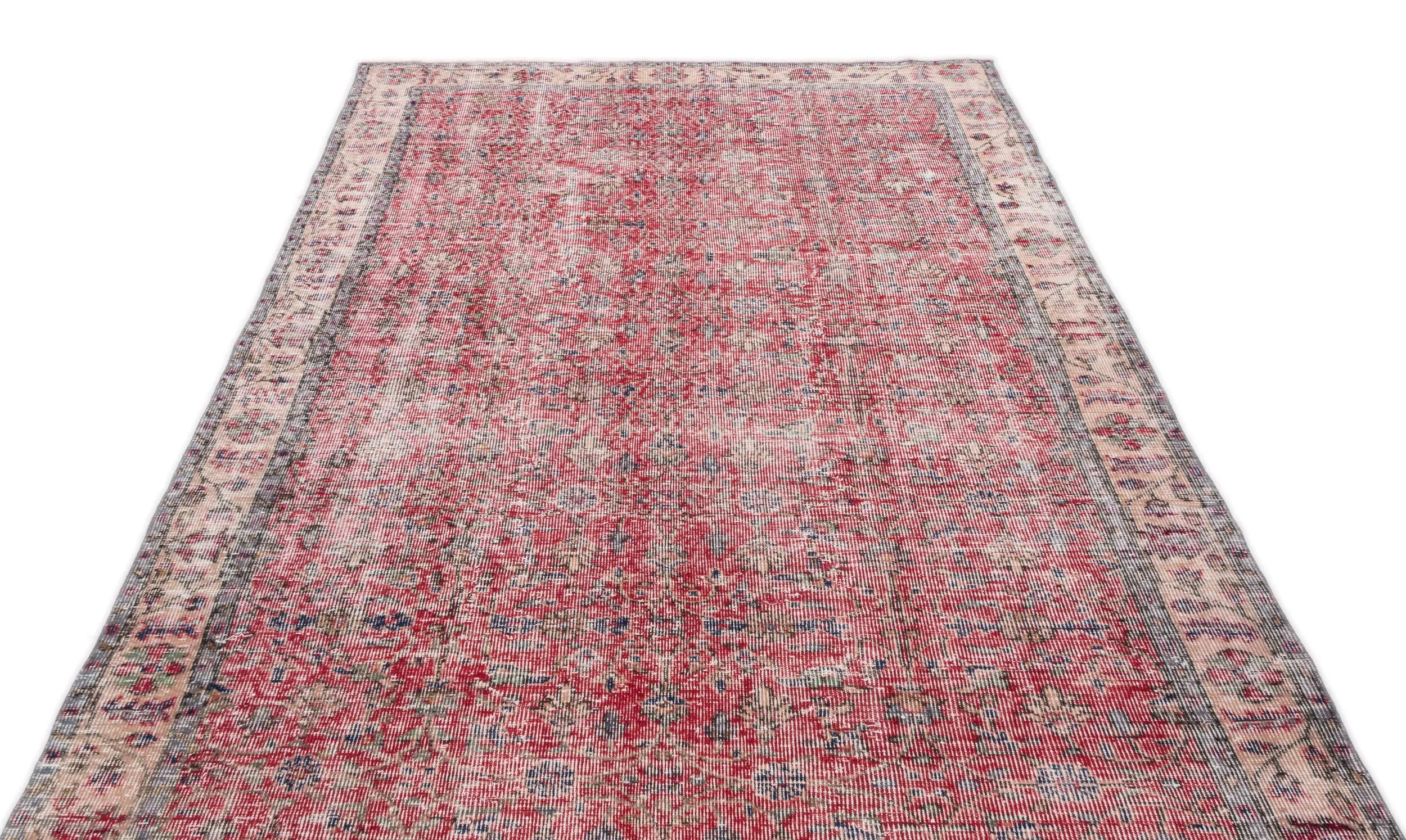 Retro Design Naturel Over Dyed Vintage Rug 5'3'' x 9'1'' ft 161 x 276 cm