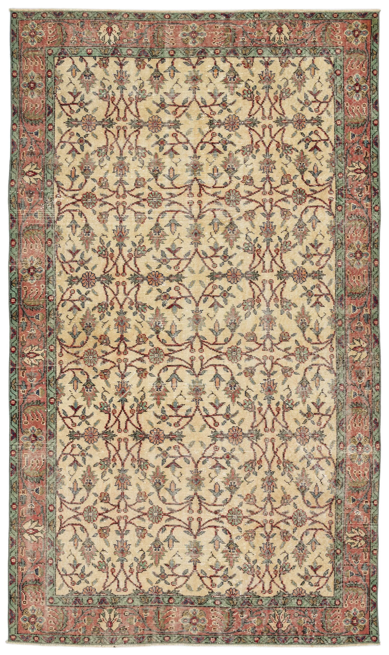 Retro Design Naturel Over Dyed Vintage Rug 5'4'' x 9'3'' ft 162 x 283 cm