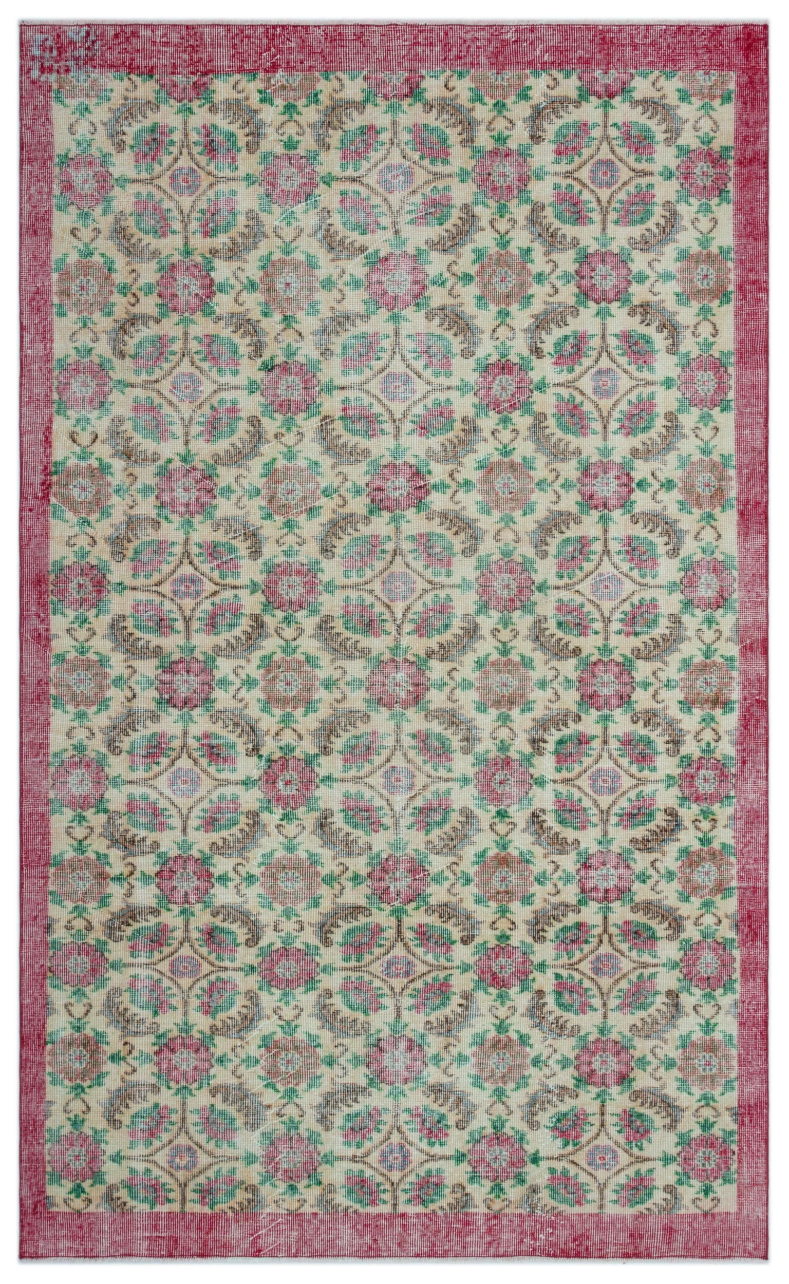 Retro Design Naturel Over Dyed Vintage Rug 5'6'' x 8'11'' ft 168 x 273 cm