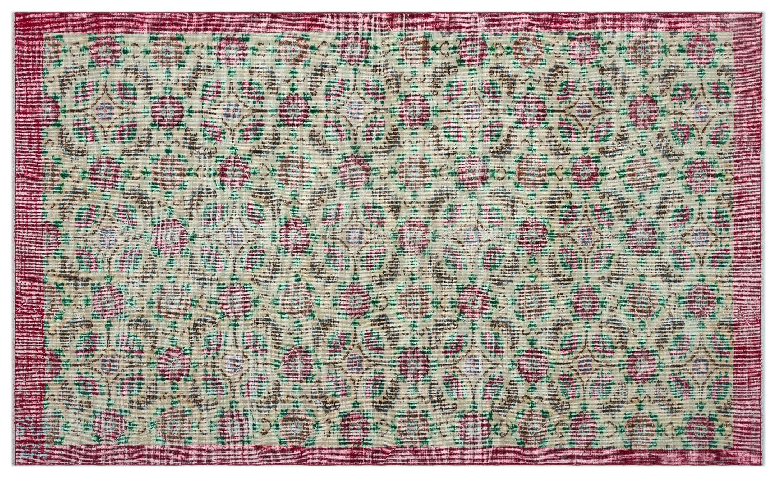 Retro Design Naturel Over Dyed Vintage Rug 5'6'' x 8'11'' ft 168 x 273 cm