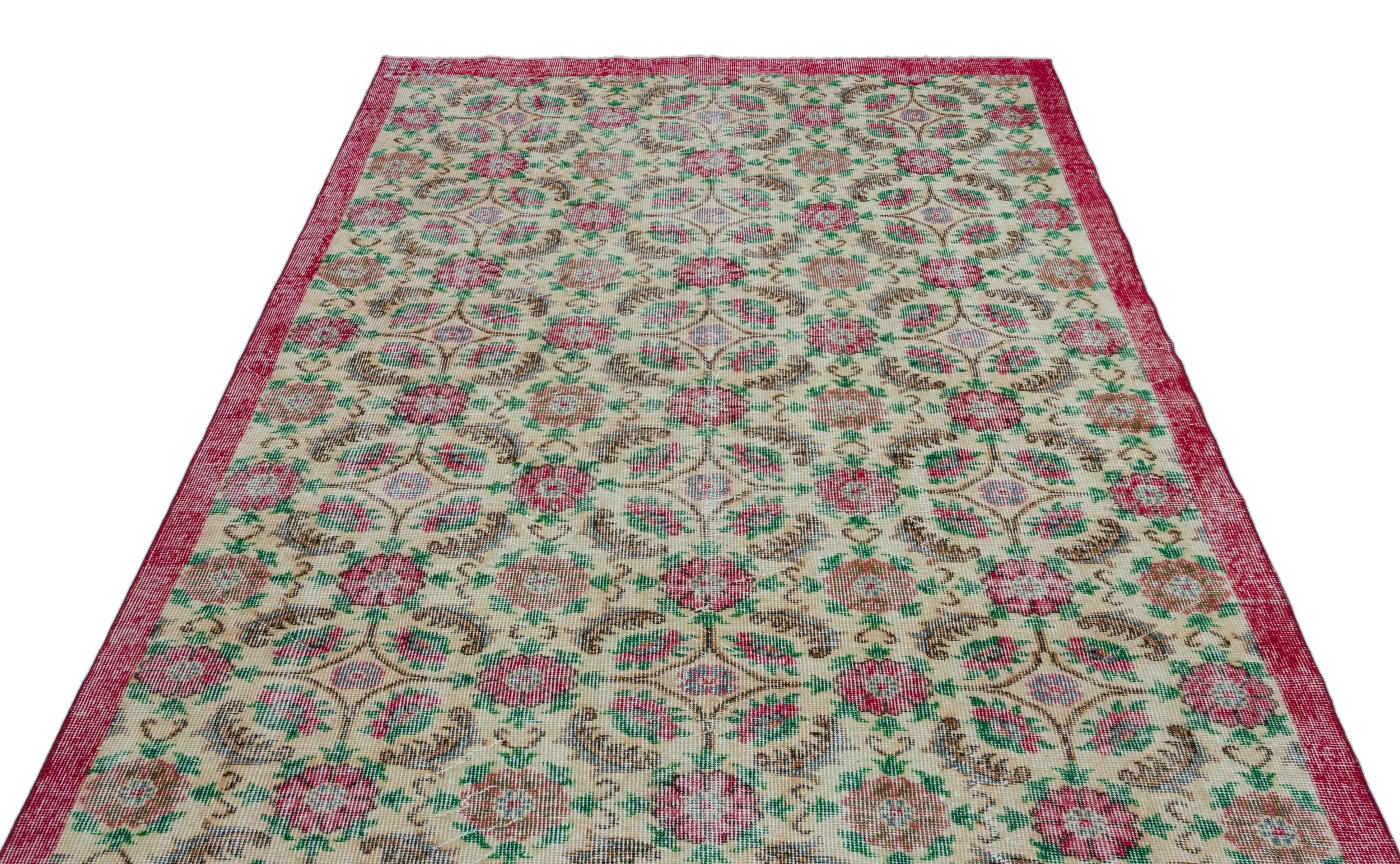 Retro Design Naturel Over Dyed Vintage Rug 5'6'' x 8'11'' ft 168 x 273 cm