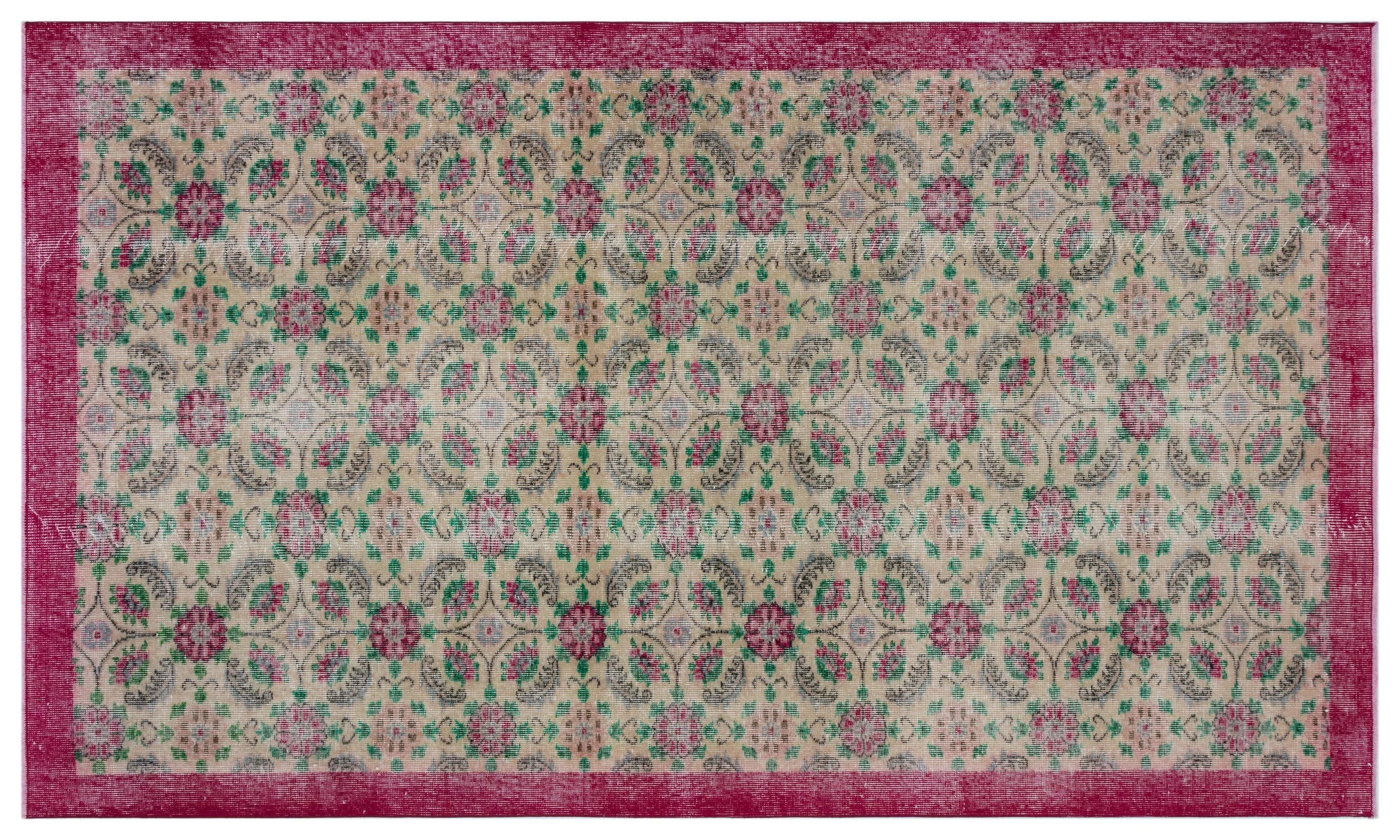 Retro Design Naturel Over Dyed Vintage Rug 5'7'' x 9'5'' ft 171 x 287 cm