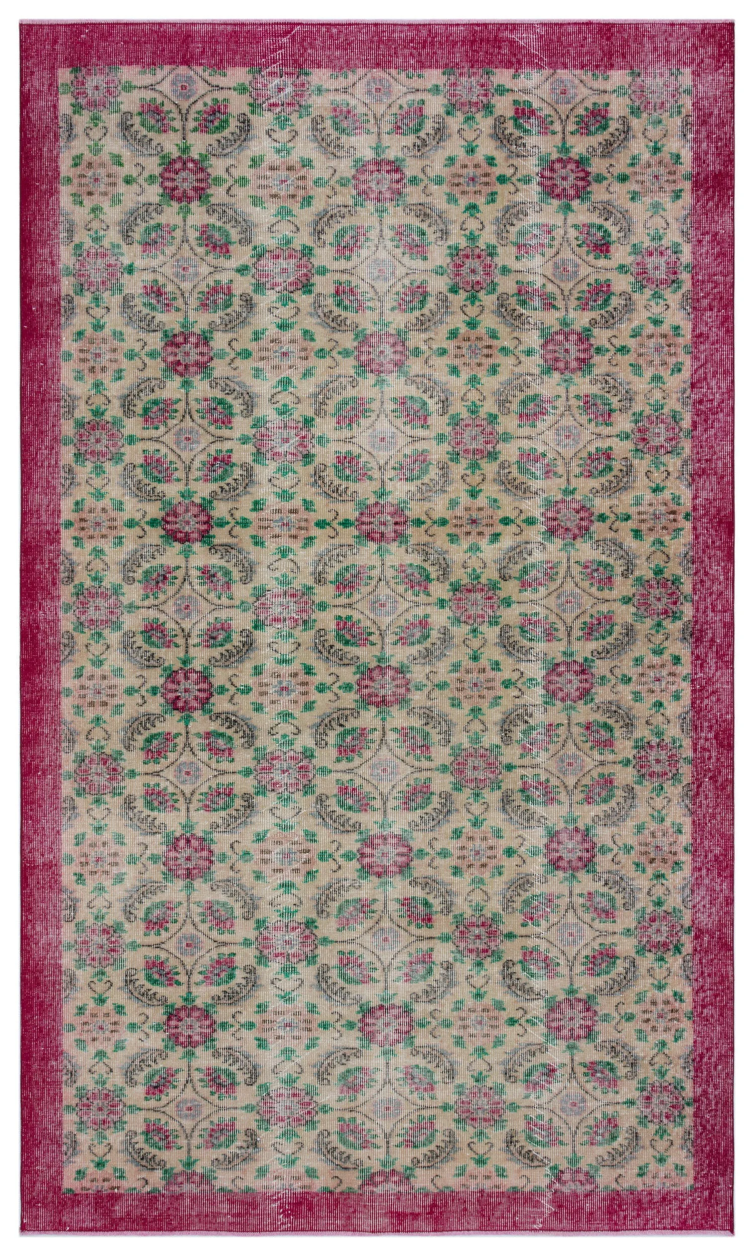 Retro Design Naturel Over Dyed Vintage Rug 5'7'' x 9'5'' ft 171 x 287 cm