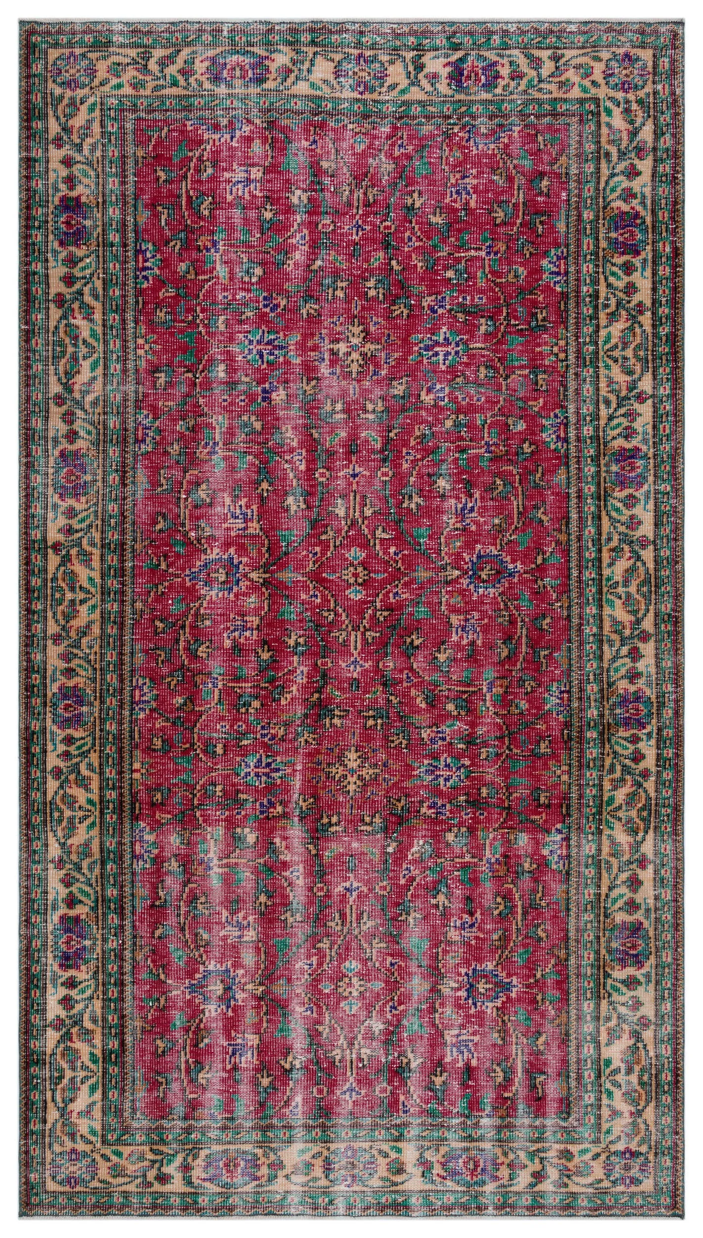 Retro Design Naturel Over Dyed Vintage Rug 5'7'' x 9'9'' ft 170 x 298 cm