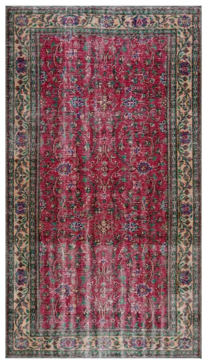 Retro Design Naturel Over Dyed Vintage Rug 5'7'' x 9'9'' ft 170 x 298 cm