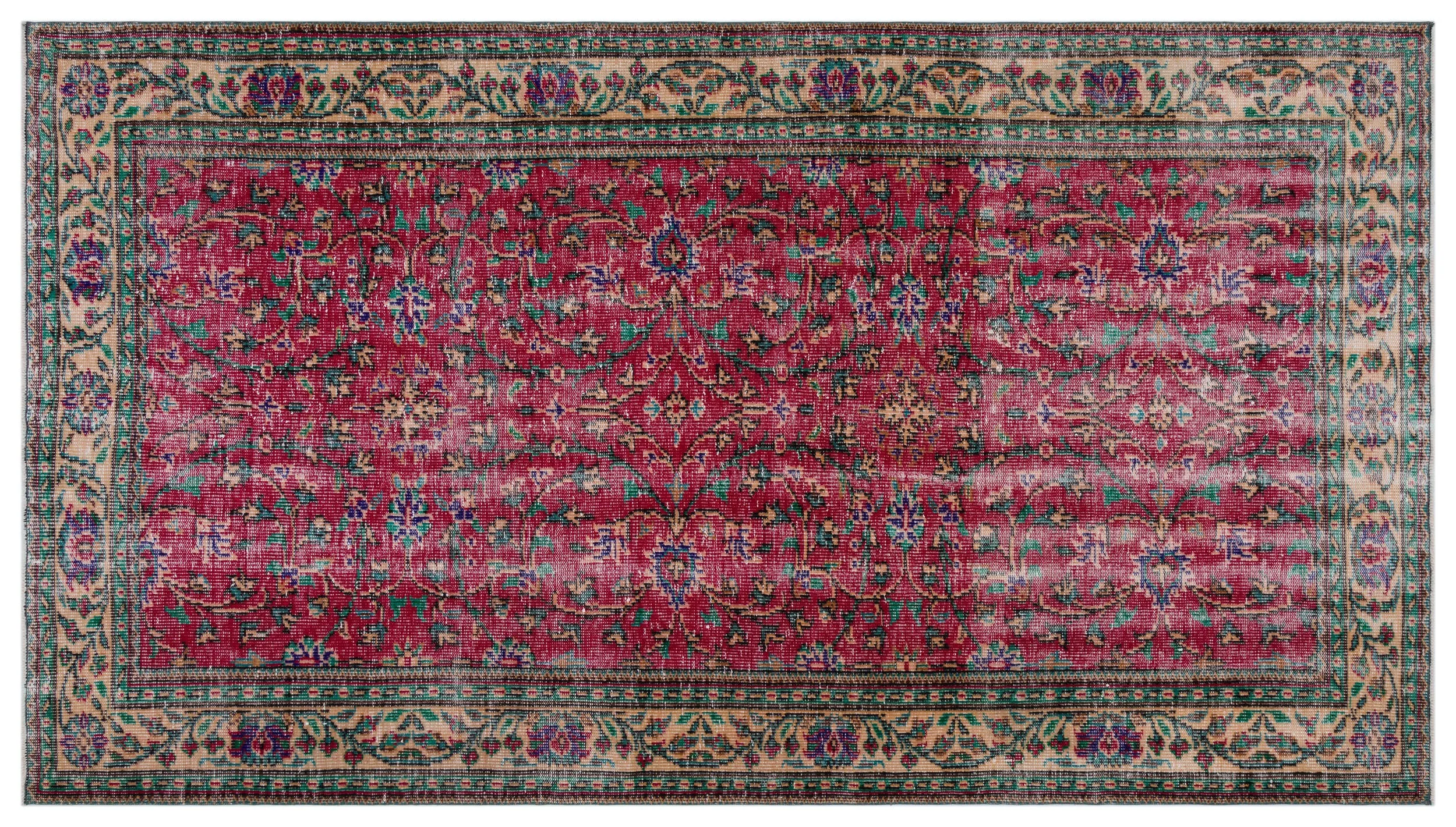 Retro Design Naturel Over Dyed Vintage Rug 5'7'' x 9'9'' ft 170 x 298 cm