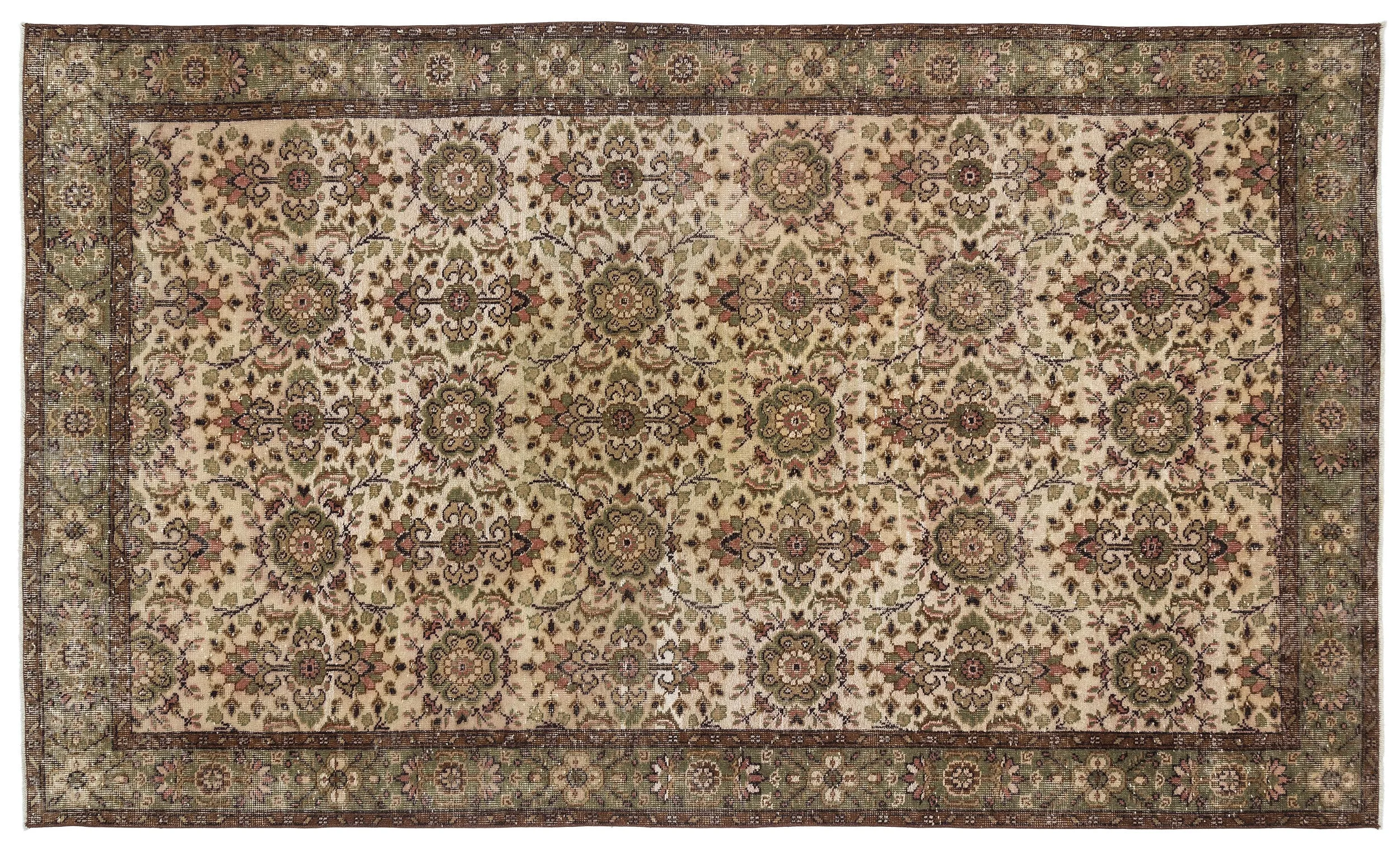 Retro Design Naturel Over Dyed Vintage Rug 5'9'' x 9'9'' ft 174 x 296 cm