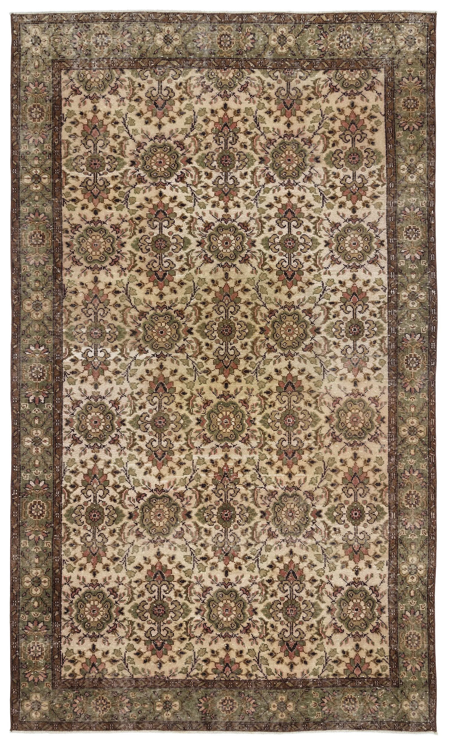 Retro Design Naturel Over Dyed Vintage Rug 5'9'' x 9'9'' ft 174 x 296 cm