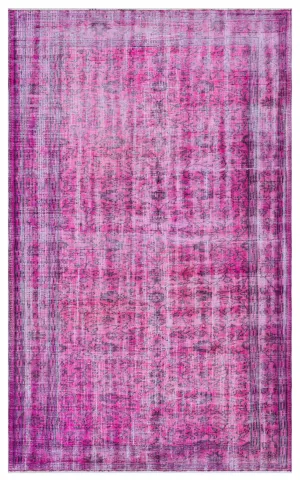Retro Design Purple Over Dyed Vintage Rug 5'5'' x 8'2'' ft 164 x 250 cm