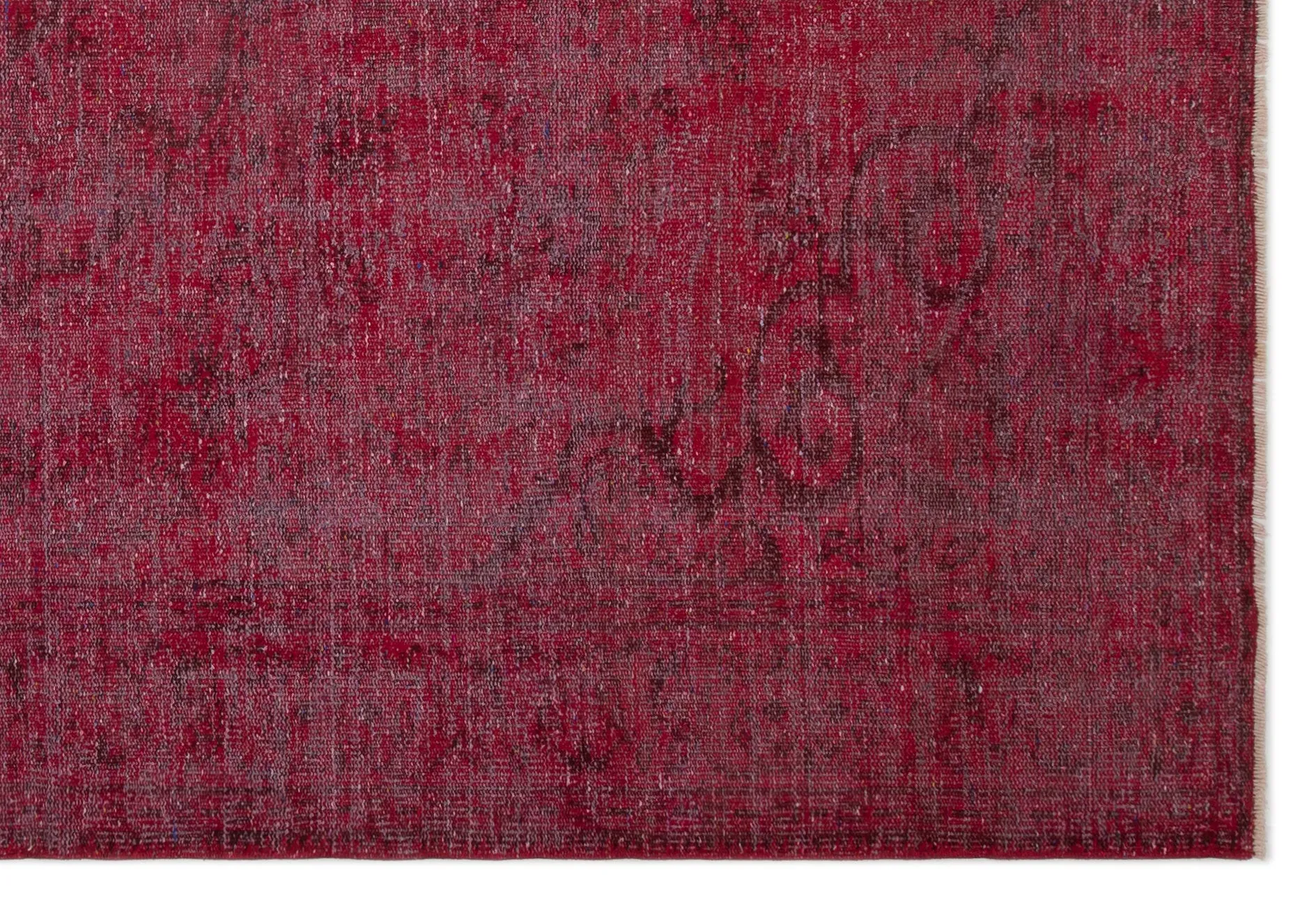 Retro Design Red Over Dyed Vintage Rug 6'0'' x 8'10'' ft 183 x 268 cm