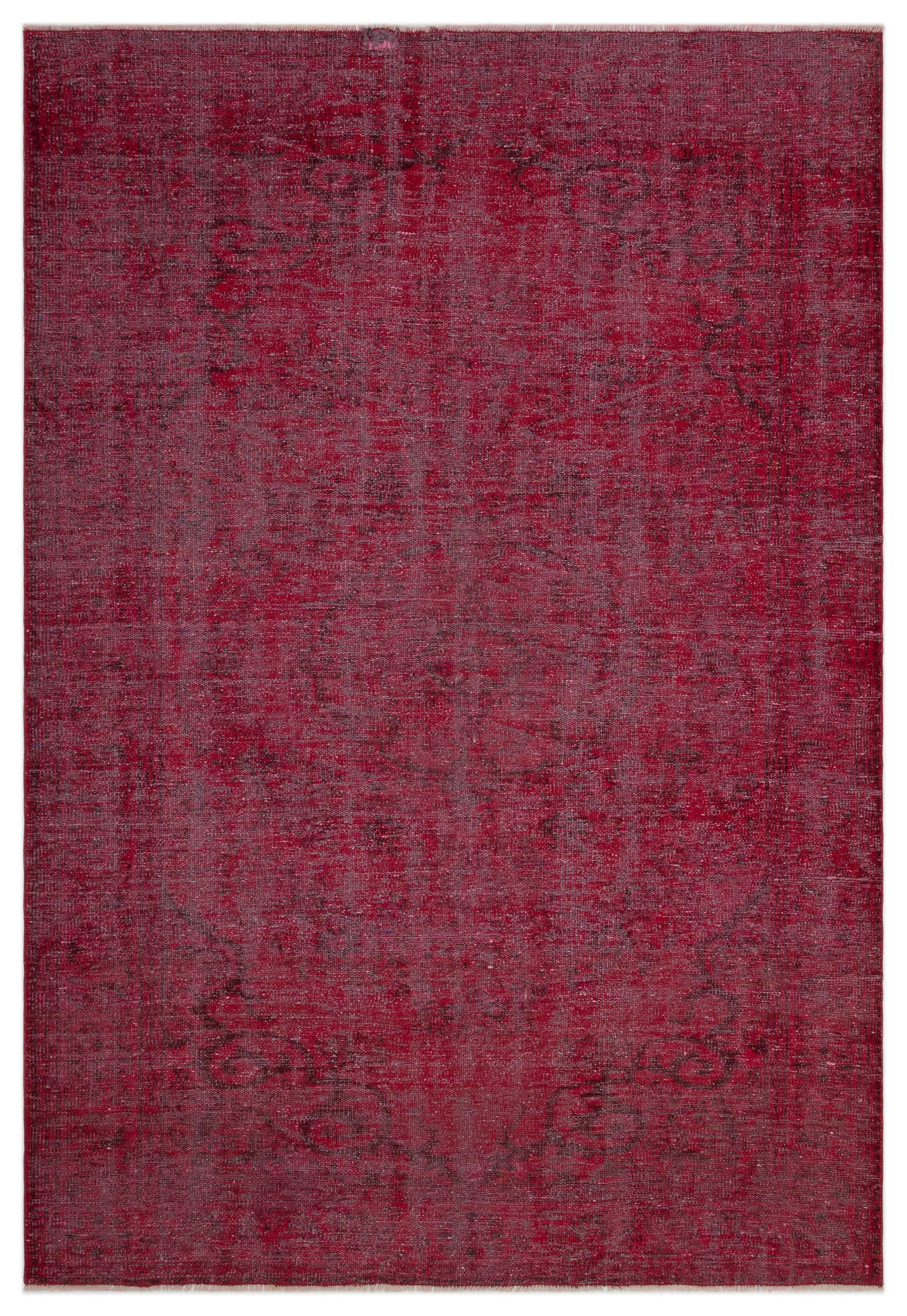 Retro Design Red Over Dyed Vintage Rug 6'0'' x 8'10'' ft 183 x 268 cm